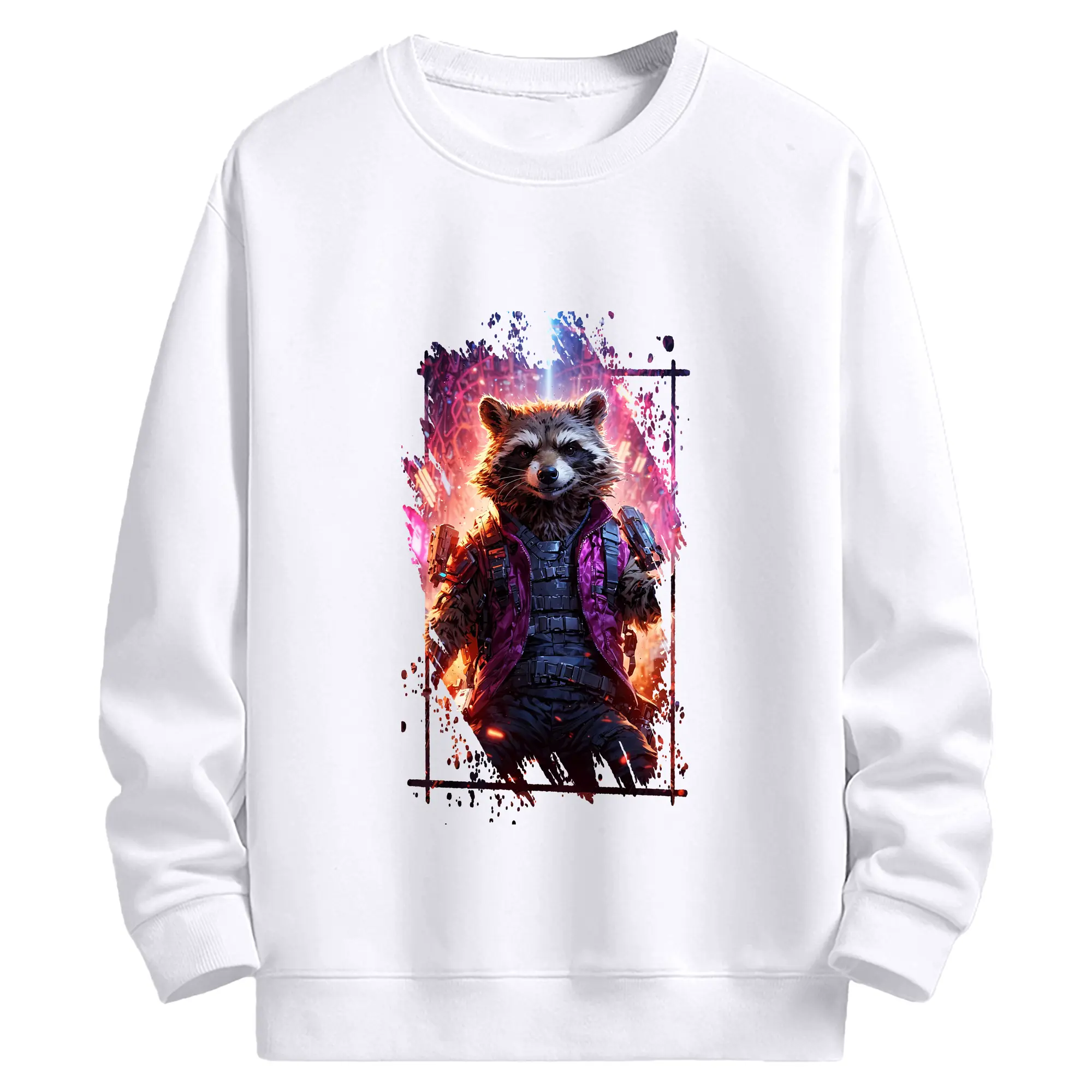 アベンジャーズ (Avenjāzu) グッズ ロケット(Roketto) - 高品質 クルーネック スウェット ・ コットン59％ ポリエステル41％ ・ ユニセックス 長袖 トレーナー ・ カジュアル デイリー スポーツ 散歩用