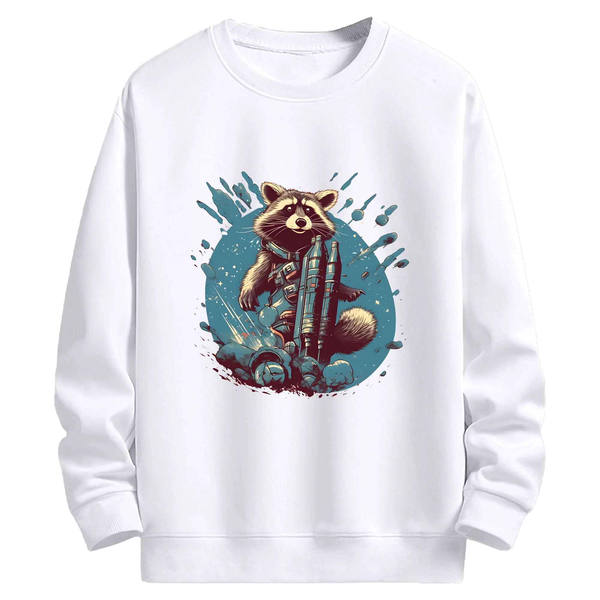 アベンジャーズ (Avenjāzu) グッズ ロケット(Roketto) - 高品質 クルーネック スウェット ・ コットン59％ ポリエステル41％ ・ ユニセックス 長袖 トレーナー ・ カジュアル デイリー スポーツ 散歩用