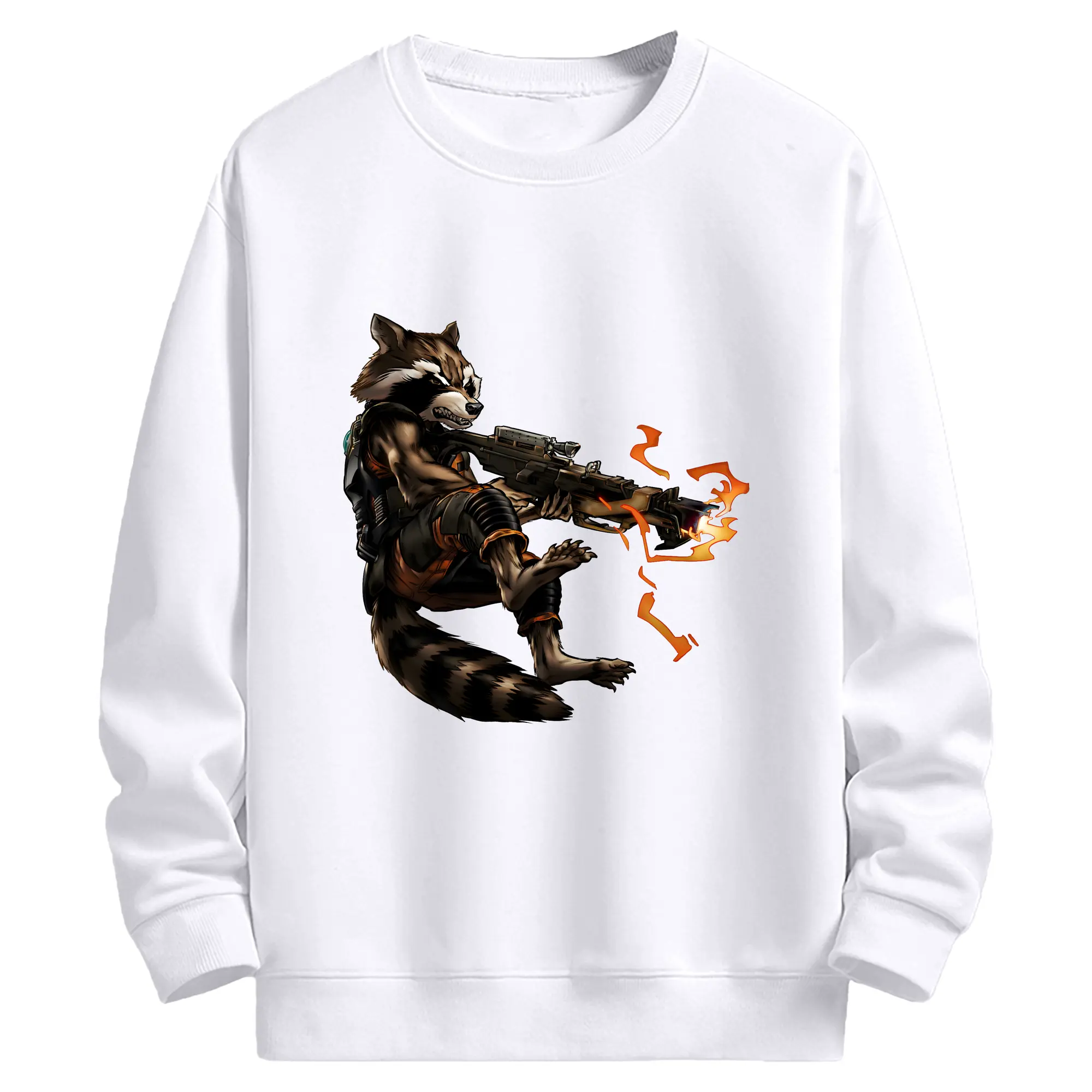 アベンジャーズ (Avenjāzu) グッズ ロケット(Roketto) - 高品質 クルーネック スウェット ・ コットン59％ ポリエステル41％ ・ ユニセックス 長袖 トレーナー ・ カジュアル デイリー スポーツ 散歩用