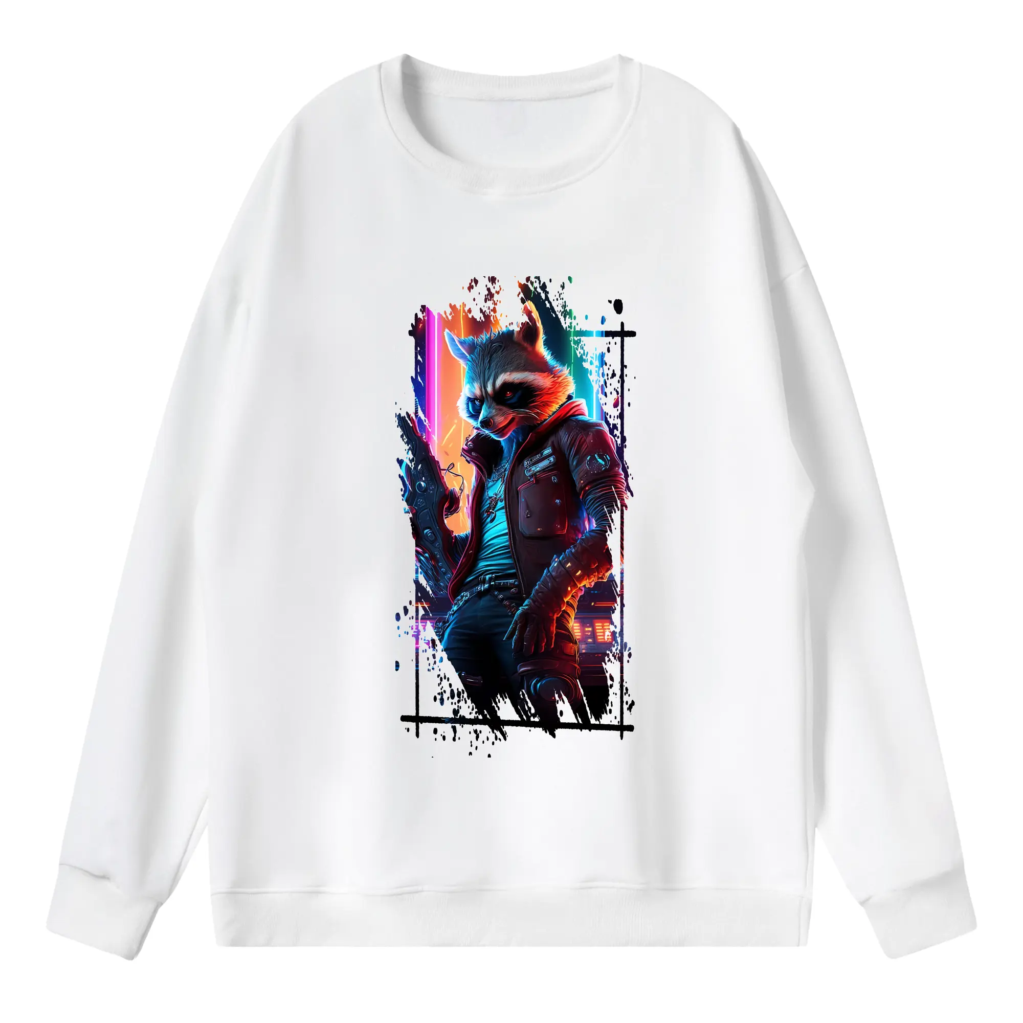 アベンジャーズ (Avenjāzu) グッズ ロケット(Roketto) - 薄手 クルーネック スウェット 裏毛260g · ポリエステル 春秋向け カジュアル 男女兼用 · トレーナー デイリー スポーツ 散歩に最適