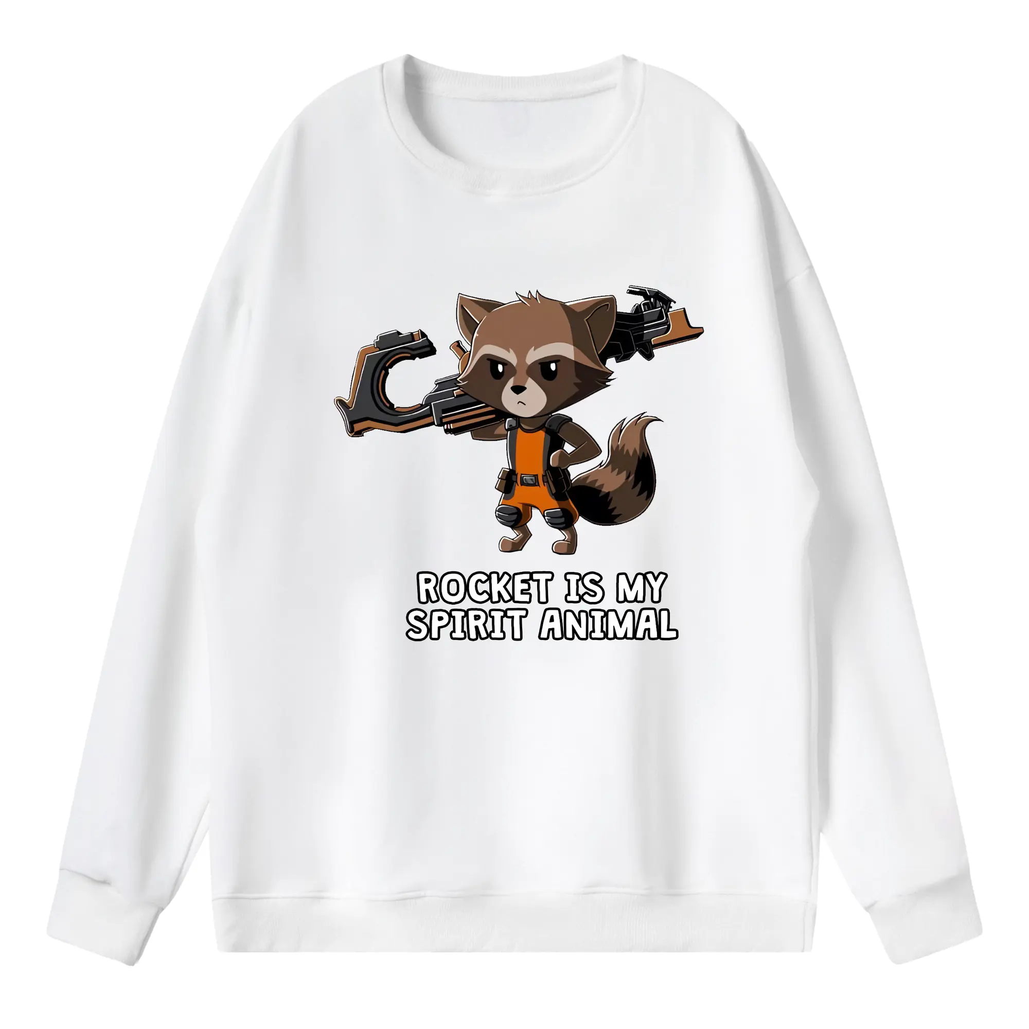 アベンジャーズ (Avenjāzu) グッズ ロケット(Roketto) - 薄手 クルーネック スウェット 裏毛260g · ポリエステル 春秋向け カジュアル 男女兼用 · トレーナー デイリー スポーツ 散歩に最適