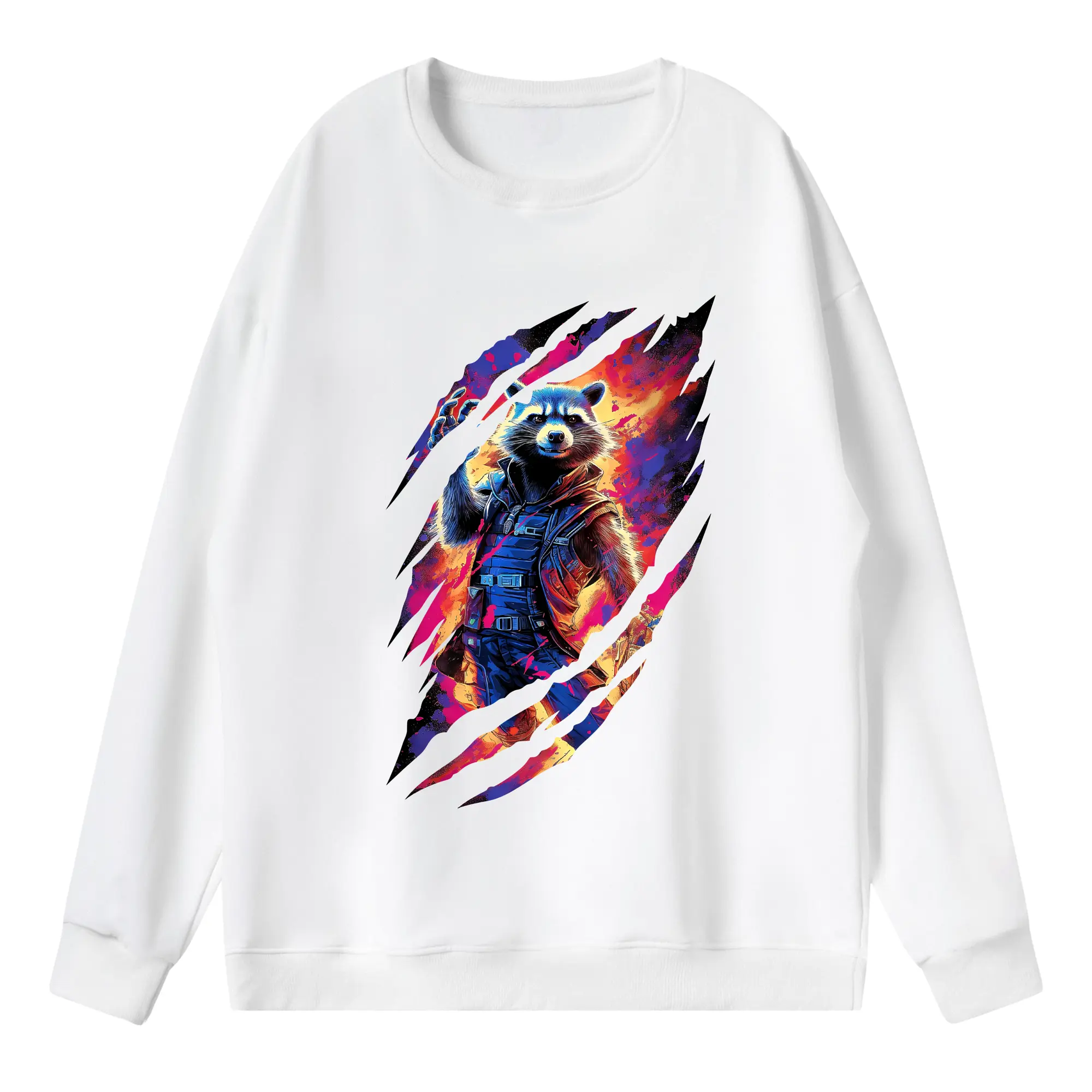 アベンジャーズ (Avenjāzu) グッズ ロケット(Roketto) - 薄手 クルーネック スウェット 裏毛260g · ポリエステル 春秋向け カジュアル 男女兼用 · トレーナー デイリー スポーツ 散歩に最適