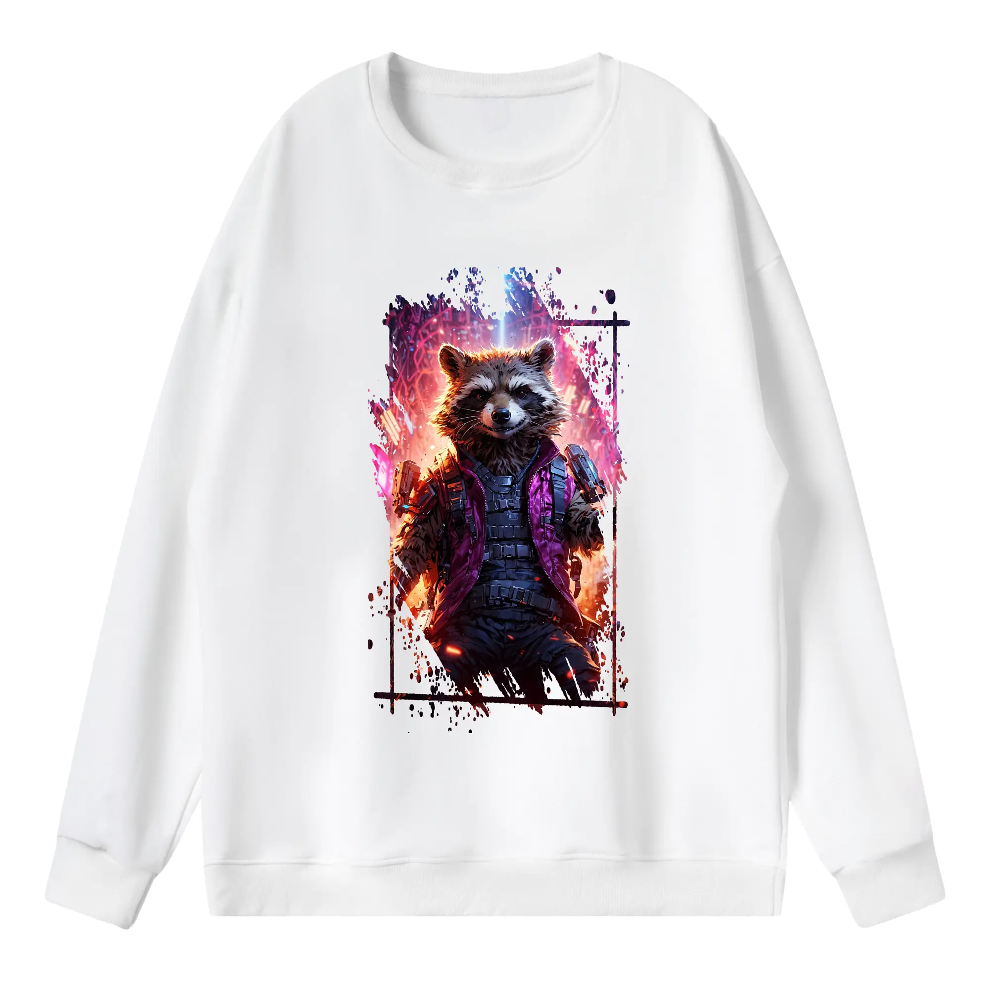 アベンジャーズ (Avenjāzu) グッズ ロケット(Roketto) - 薄手 クルーネック スウェット 裏毛260g · ポリエステル 春秋向け カジュアル 男女兼用 · トレーナー デイリー スポーツ 散歩に最適