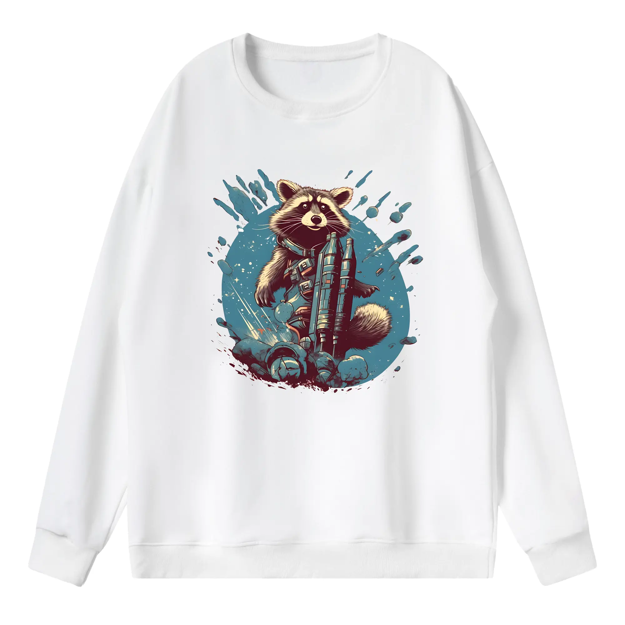 アベンジャーズ (Avenjāzu) グッズ ロケット(Roketto) - 薄手 クルーネック スウェット 裏毛260g · ポリエステル 春秋向け カジュアル 男女兼用 · トレーナー デイリー スポーツ 散歩に最適