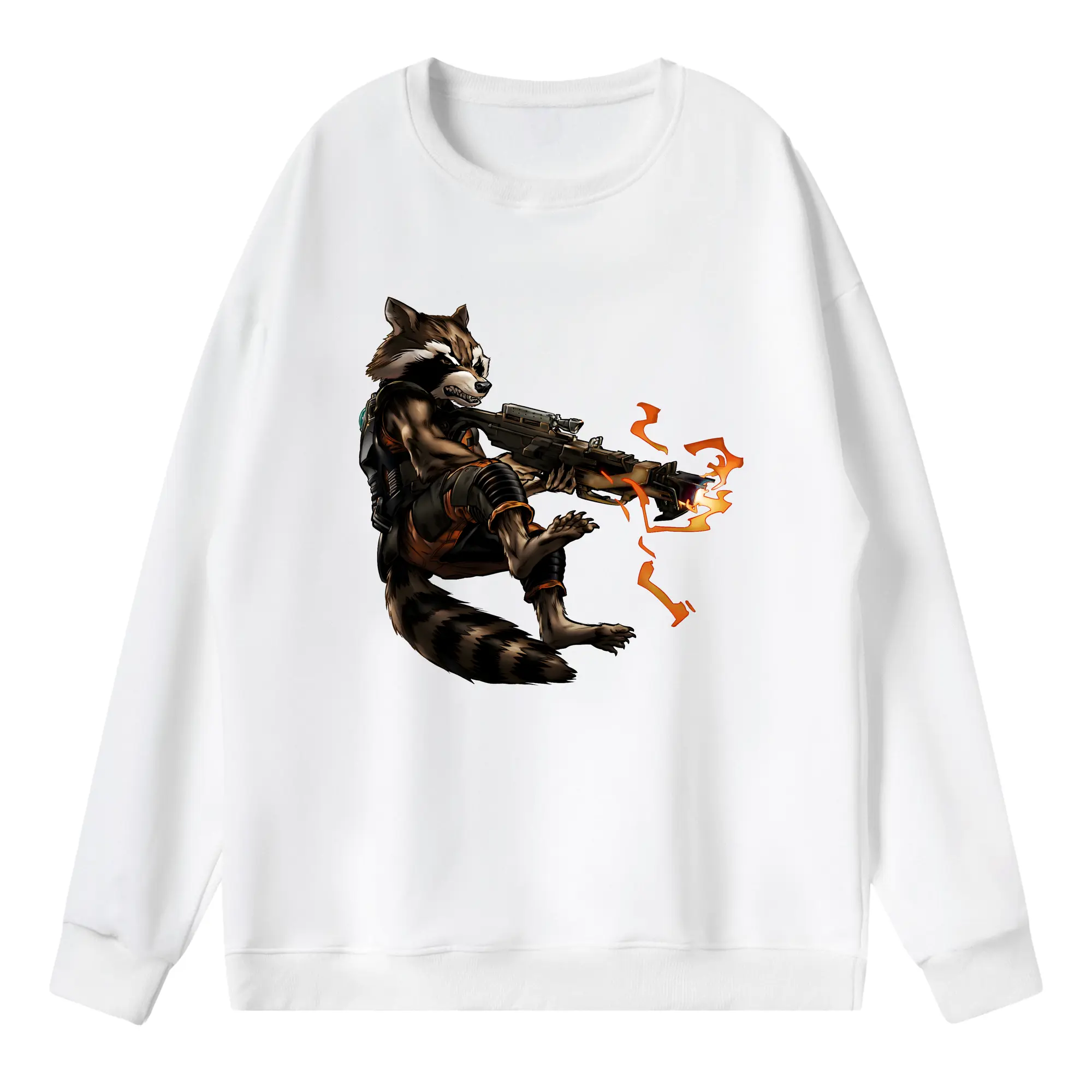 アベンジャーズ (Avenjāzu) グッズ ロケット(Roketto) - 薄手 クルーネック スウェット 裏毛260g · ポリエステル 春秋向け カジュアル 男女兼用 · トレーナー デイリー スポーツ 散歩に最適