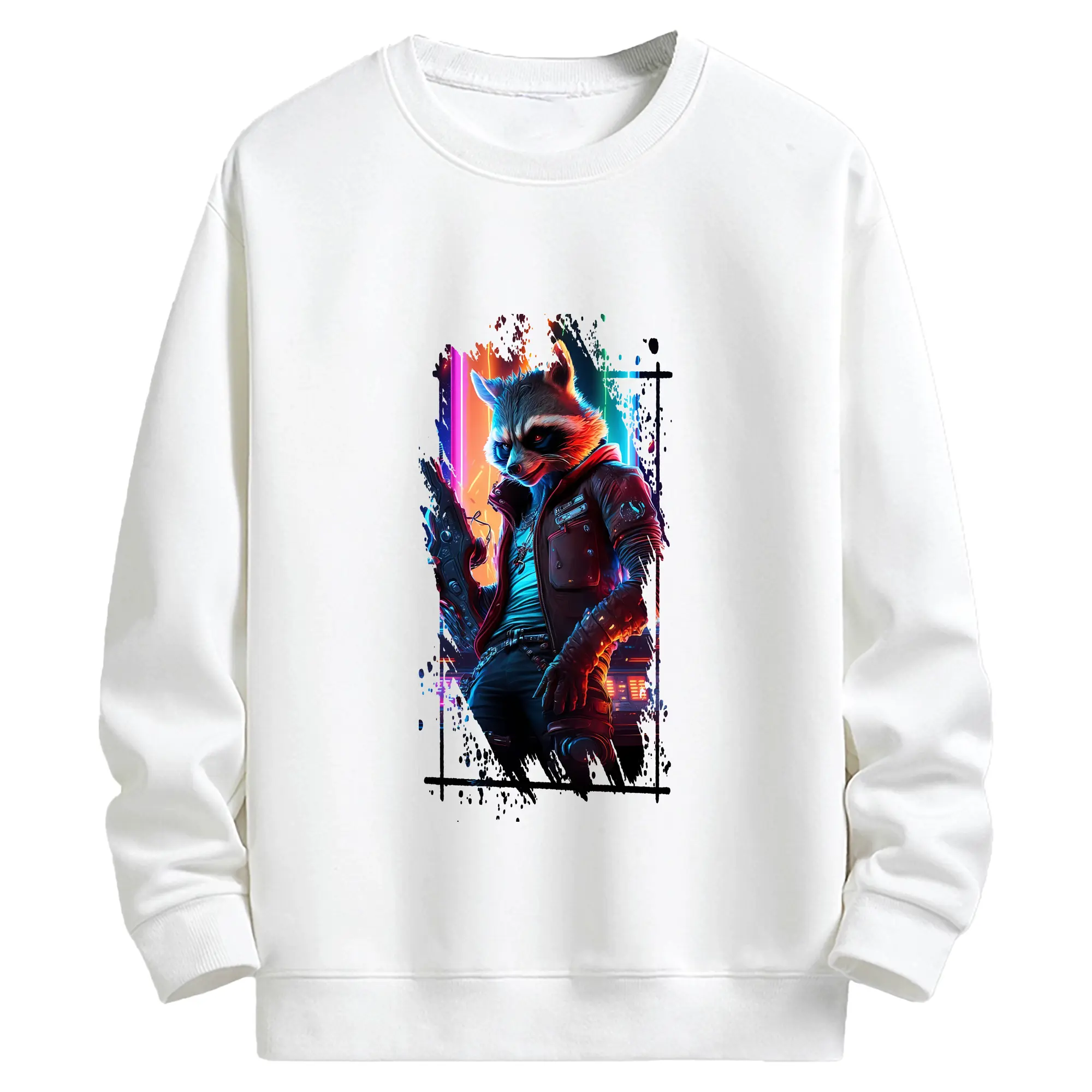 アベンジャーズ (Avenjāzu) グッズ ロケット(Roketto) - キッズ クルーネックスウェットシャツ ・ フロントプリント ・ 綿80％ ポリエステル20％ ・ 快適 通学 スポーツ 日常使い お散歩用