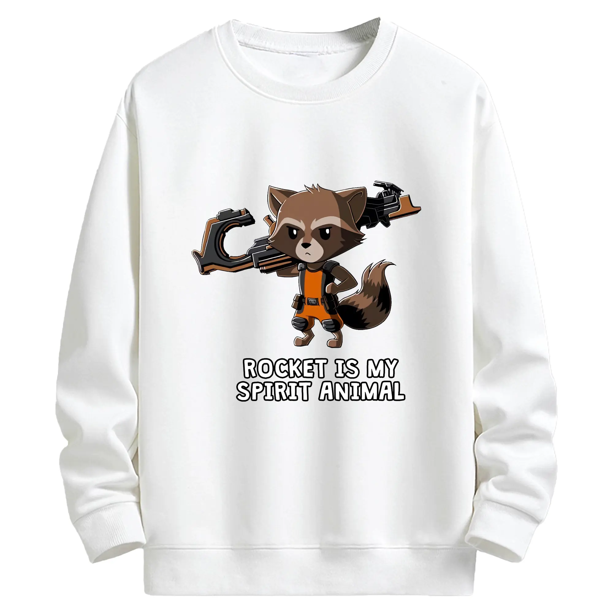 アベンジャーズ (Avenjāzu) グッズ ロケット(Roketto) - キッズ クルーネックスウェットシャツ ・ フロントプリント ・ 綿80％ ポリエステル20％ ・ 快適 通学 スポーツ 日常使い お散歩用