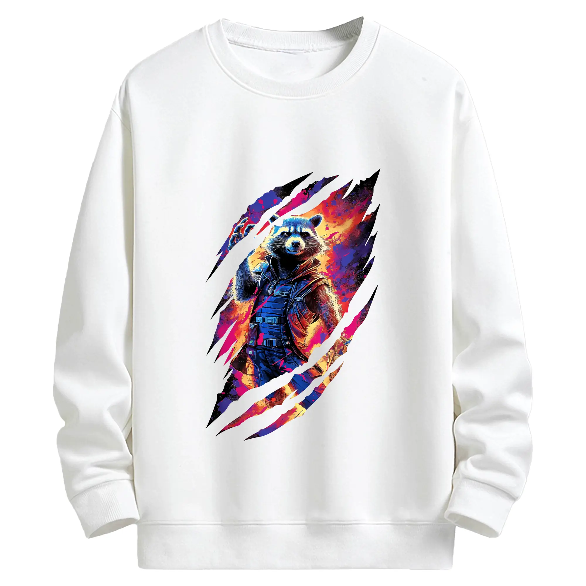 アベンジャーズ (Avenjāzu) グッズ ロケット(Roketto) - キッズ クルーネックスウェットシャツ ・ フロントプリント ・ 綿80％ ポリエステル20％ ・ 快適 通学 スポーツ 日常使い お散歩用