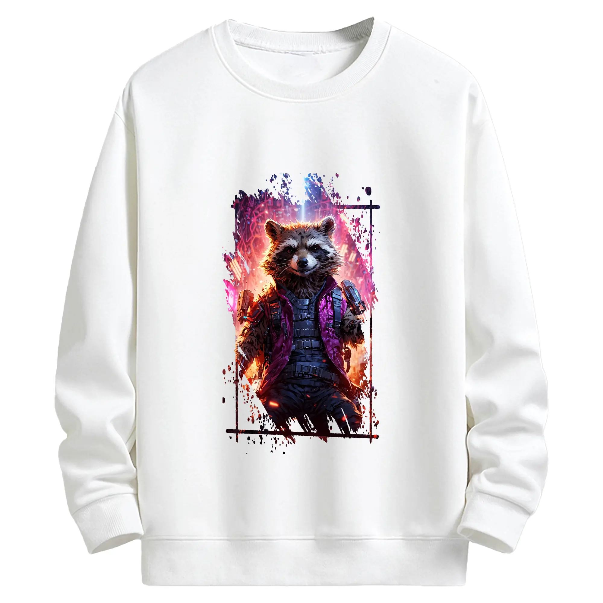 アベンジャーズ (Avenjāzu) グッズ ロケット(Roketto) - キッズ クルーネックスウェットシャツ ・ フロントプリント ・ 綿80％ ポリエステル20％ ・ 快適 通学 スポーツ 日常使い お散歩用