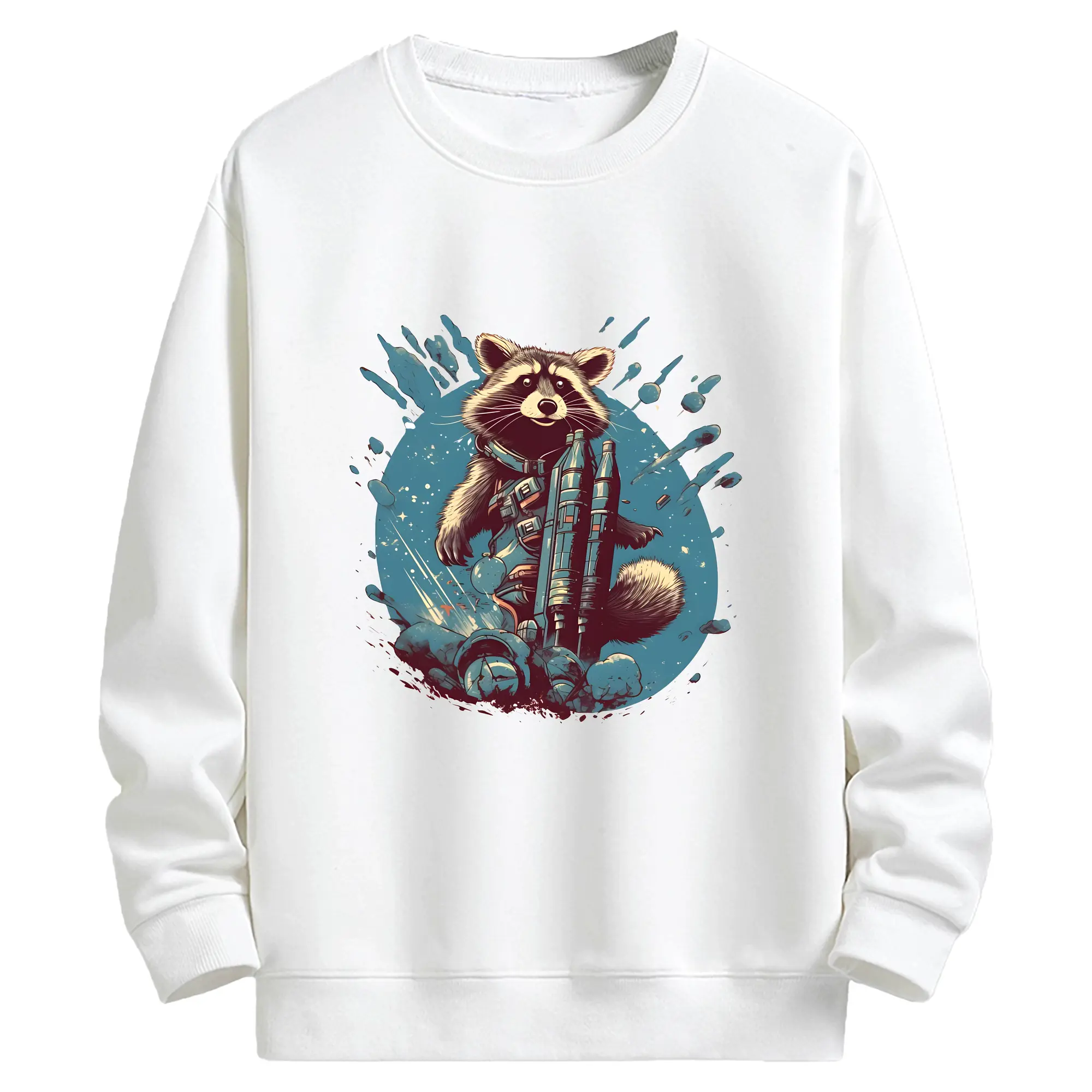 アベンジャーズ (Avenjāzu) グッズ ロケット(Roketto) - キッズ クルーネックスウェットシャツ ・ フロントプリント ・ 綿80％ ポリエステル20％ ・ 快適 通学 スポーツ 日常使い お散歩用