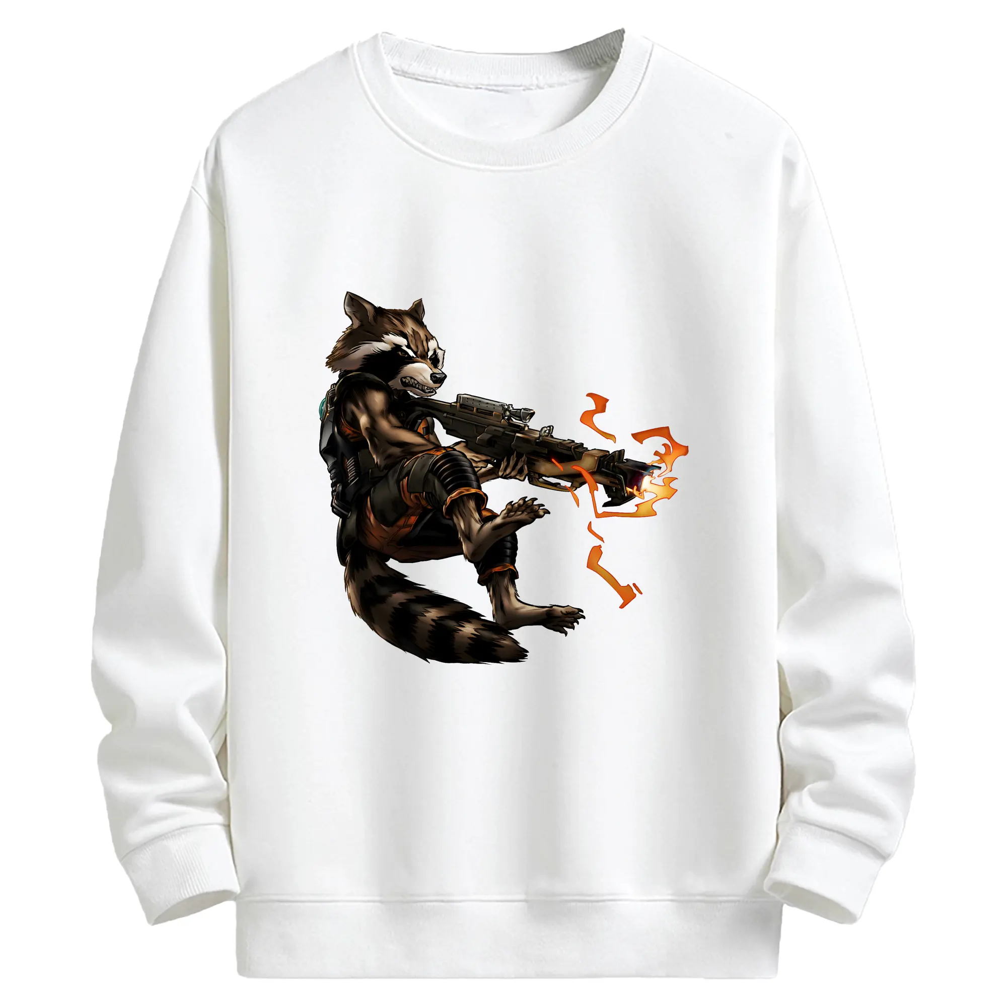 アベンジャーズ (Avenjāzu) グッズ ロケット(Roketto) - キッズ クルーネックスウェットシャツ ・ フロントプリント ・ 綿80％ ポリエステル20％ ・ 快適 通学 スポーツ 日常使い お散歩用