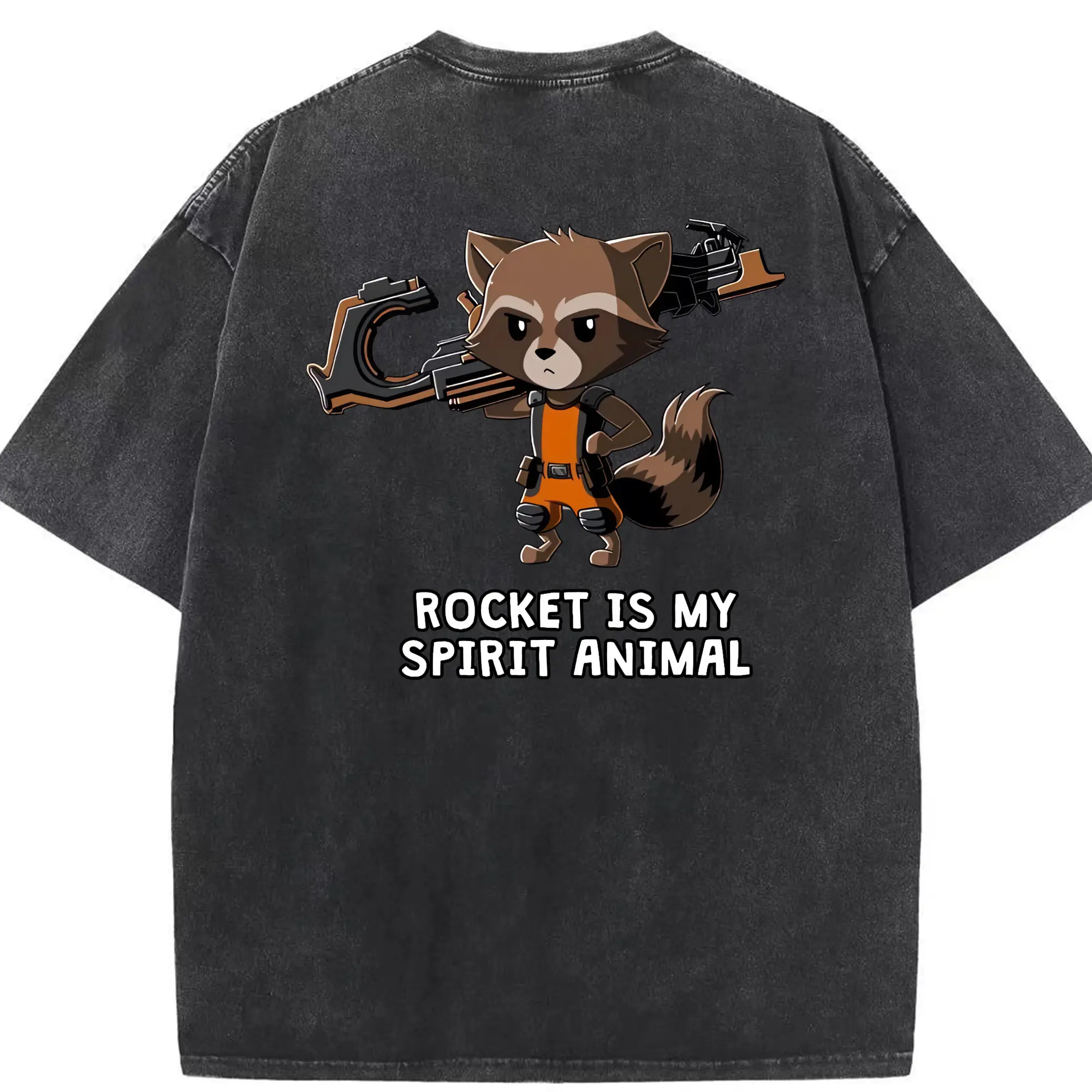 アベンジャーズ (Avenjāzu) グッズ ロケット(Roketto) - 綿100％ ヴィンテージ風 半袖Tシャツ ・ 背面プリント ・ 柔らか肌触り ・ 通気性 快適 ・ スポーツ カジュアル 外出用