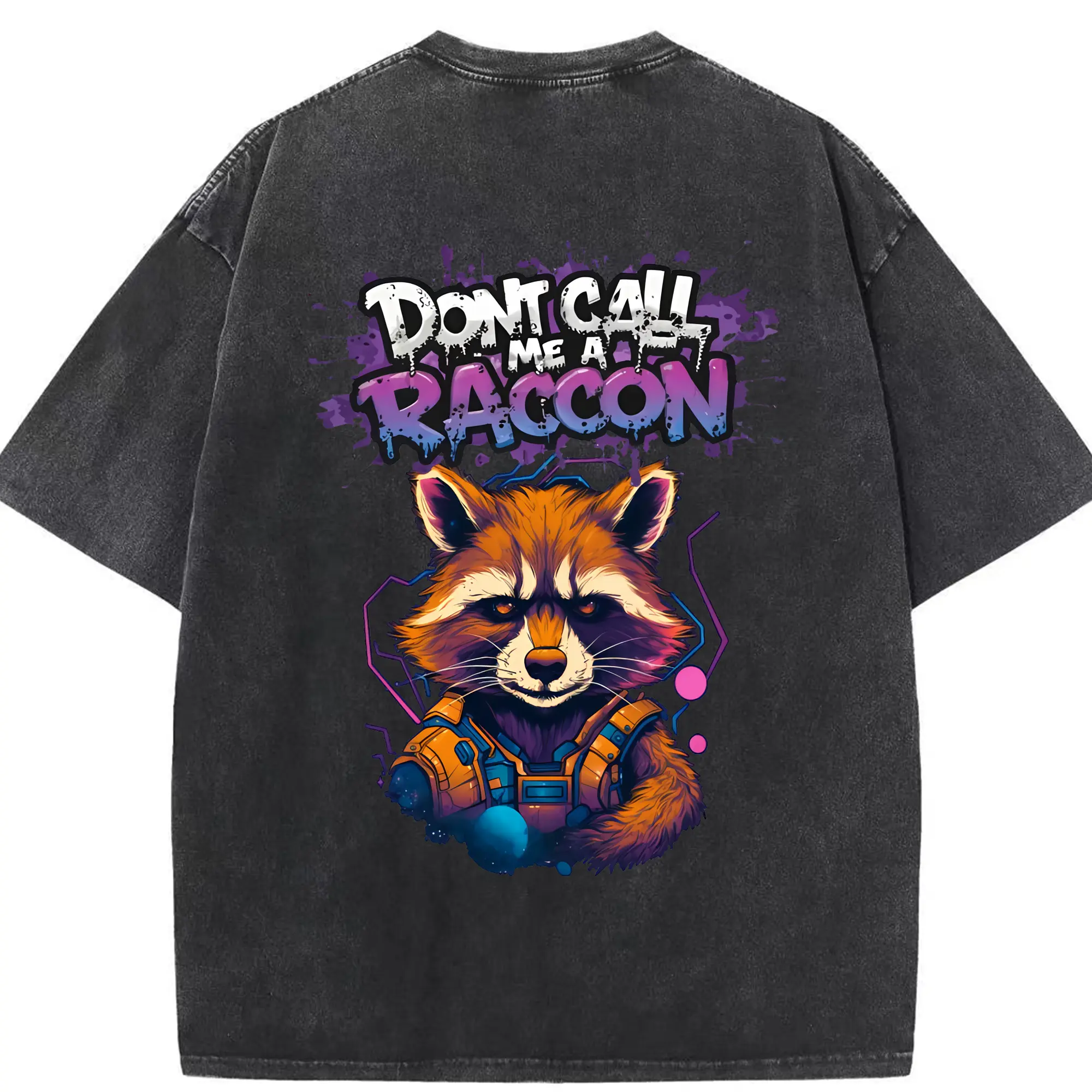 アベンジャーズ (Avenjāzu) グッズ ロケット(Roketto) - 綿100％ ヴィンテージ風 半袖Tシャツ ・ 背面プリント ・ 柔らか肌触り ・ 通気性 快適 ・ スポーツ カジュアル 外出用