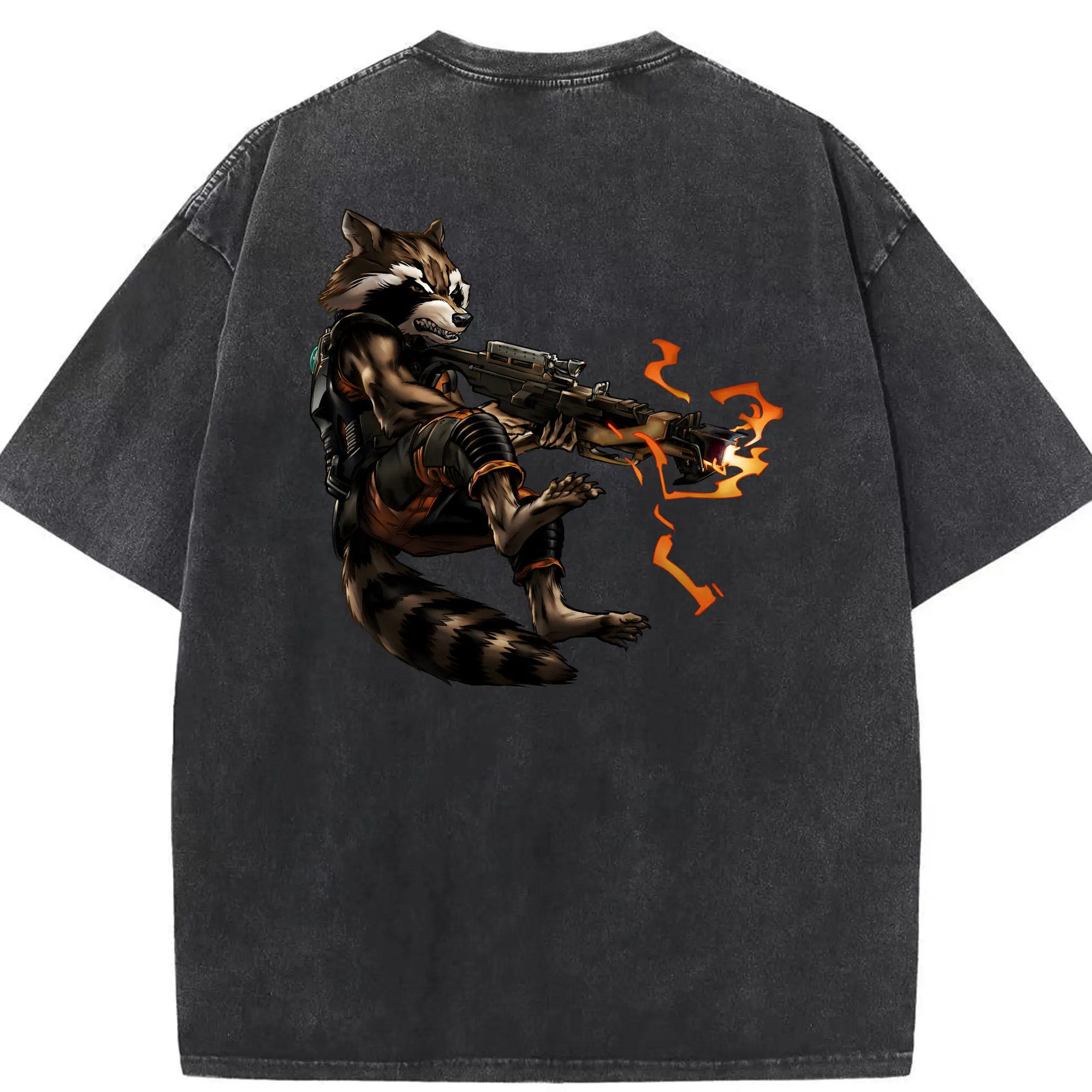 アベンジャーズ (Avenjāzu) グッズ ロケット(Roketto) - 綿100％ ヴィンテージ風 半袖Tシャツ ・ 背面プリント ・ 柔らか肌触り ・ 通気性 快適 ・ スポーツ カジュアル 外出用