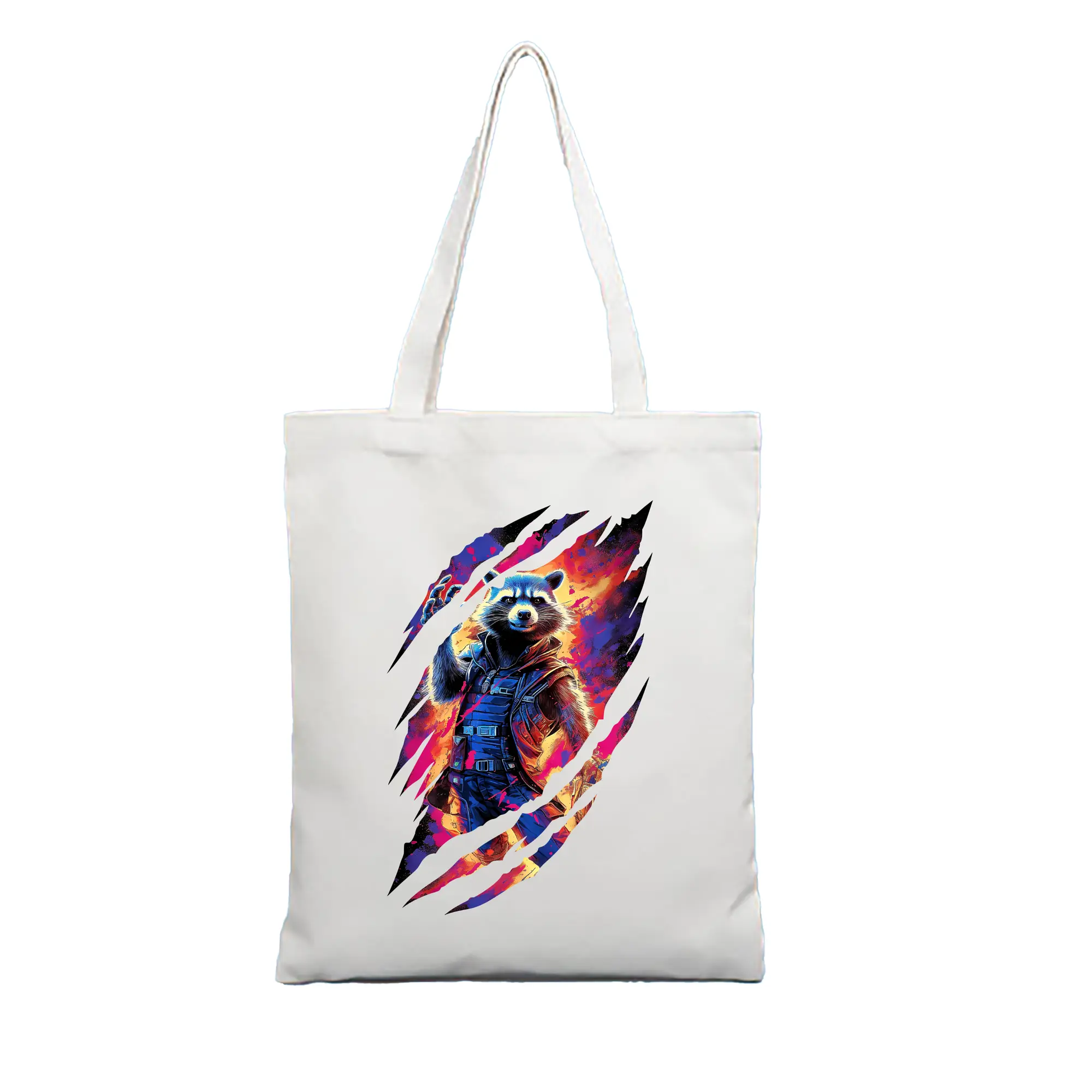 アベンジャーズ (Avenjāzu) グッズ ロケット(Roketto) - 縦型キャンバス手提げバッグ（トートバッグ） ・ キャンバス素材 ・ ショッピング用 ・ 軽量 丈夫 お手入れ簡単