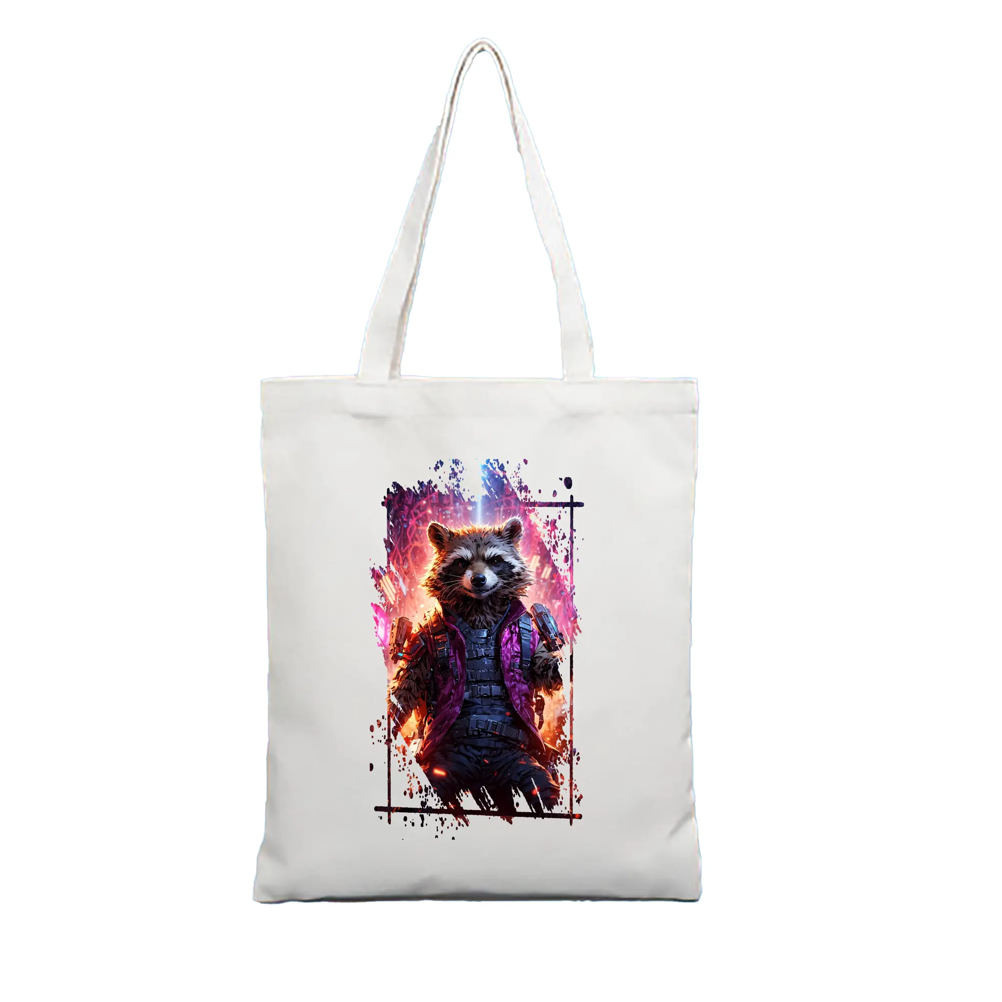 アベンジャーズ (Avenjāzu) グッズ ロケット(Roketto) - 縦型キャンバス手提げバッグ（トートバッグ） ・ キャンバス素材 ・ ショッピング用 ・ 軽量 丈夫 お手入れ簡単