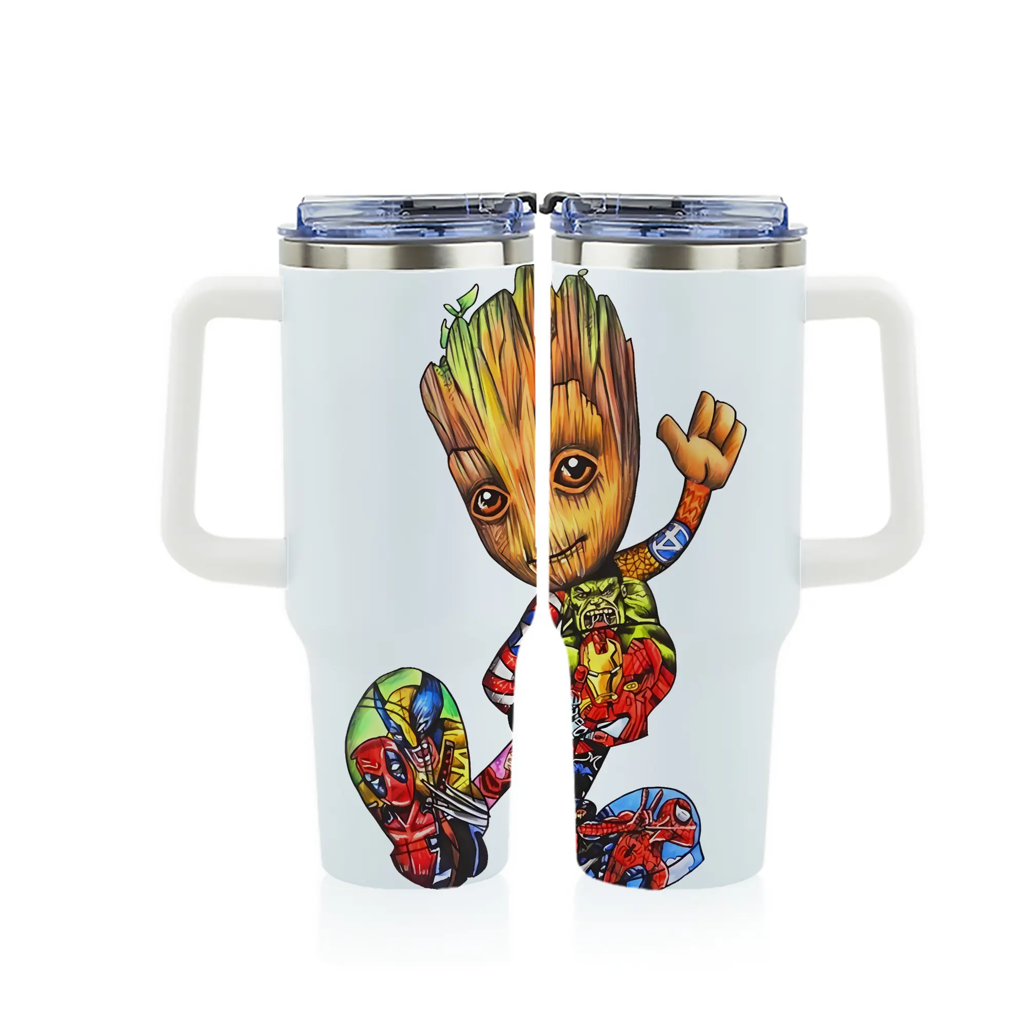 アベンジャーズ (Avenjāzu) グッズ グルート（Groot） - 1200mL フルプリント車用タンブラー ・ 304ステンレス 内側 ・ 201ステンレス 外側 ・ 保温 保冷 ・ 通勤 ドライブ アウトドア用