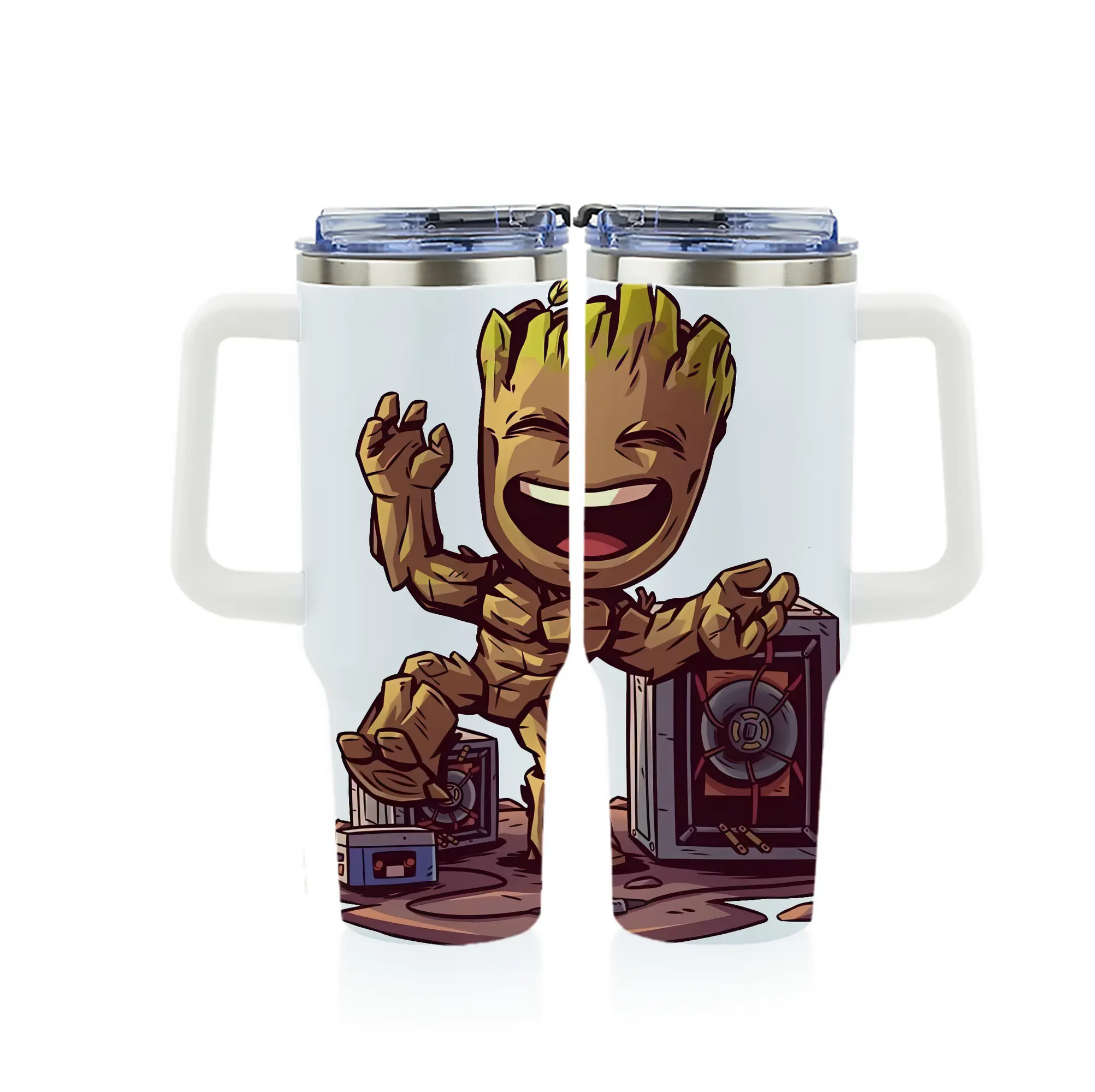 アベンジャーズ (Avenjāzu) グッズ グルート（Groot） - 1200mL フルプリント車用タンブラー ・ 304ステンレス 内側 ・ 201ステンレス 外側 ・ 保温 保冷 ・ 通勤 ドライブ アウトドア用