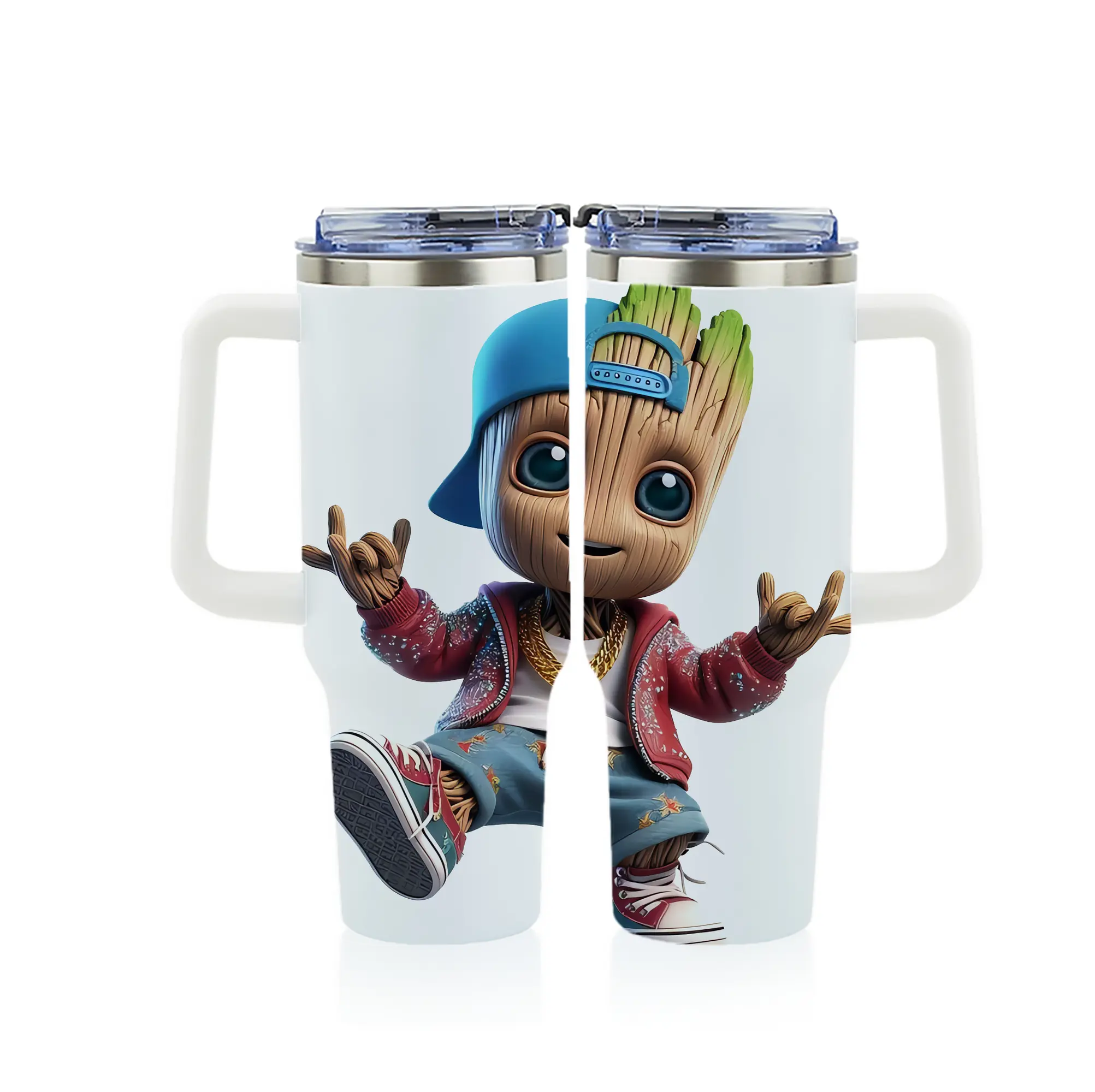 アベンジャーズ (Avenjāzu) グッズ グルート（Groot） - 1200mL フルプリント車用タンブラー ・ 304ステンレス 内側 ・ 201ステンレス 外側 ・ 保温 保冷 ・ 通勤 ドライブ アウトドア用