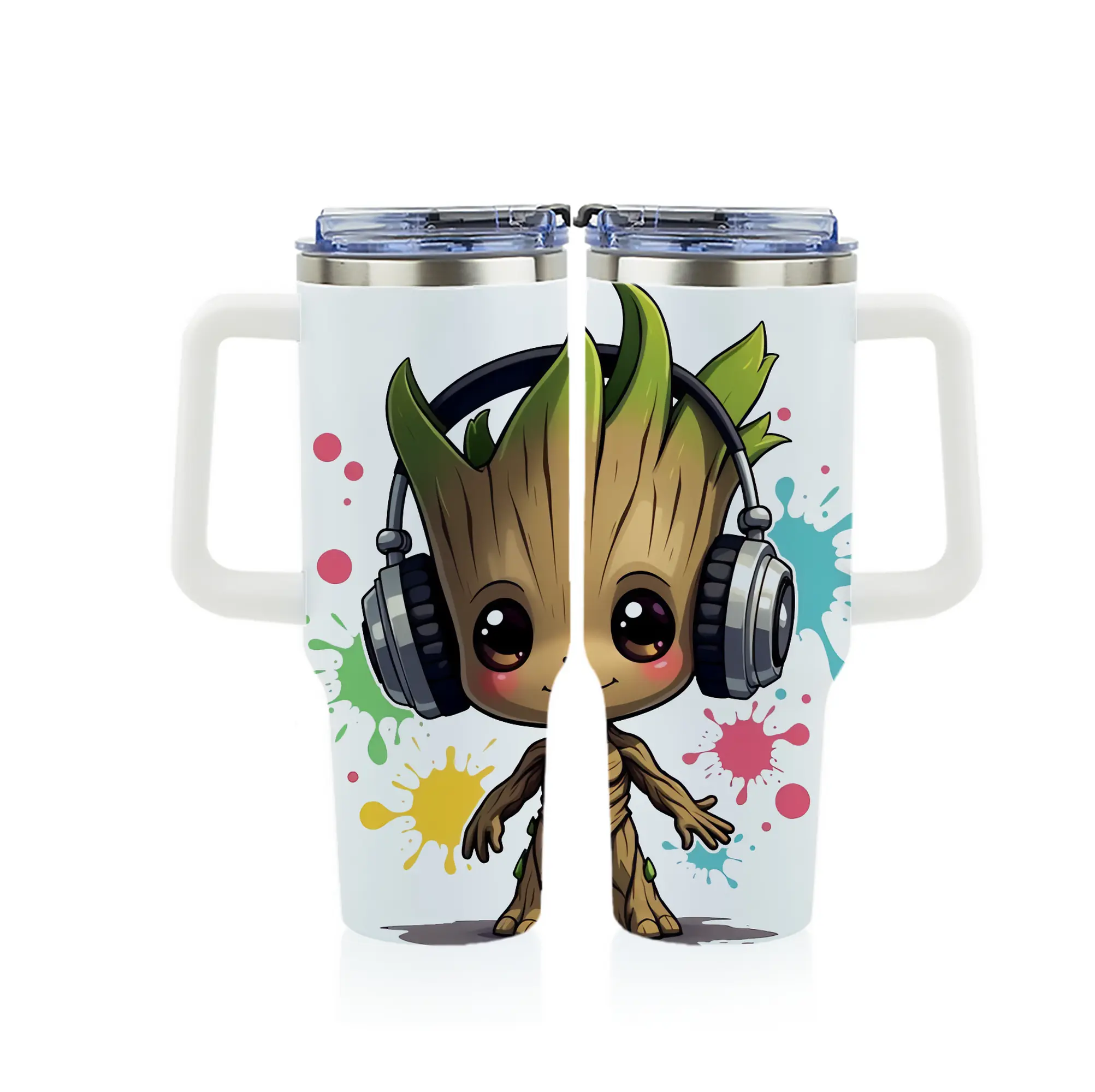 アベンジャーズ (Avenjāzu) グッズ グルート（Groot） - 1200mL フルプリント車用タンブラー ・ 304ステンレス 内側 ・ 201ステンレス 外側 ・ 保温 保冷 ・ 通勤 ドライブ アウトドア用