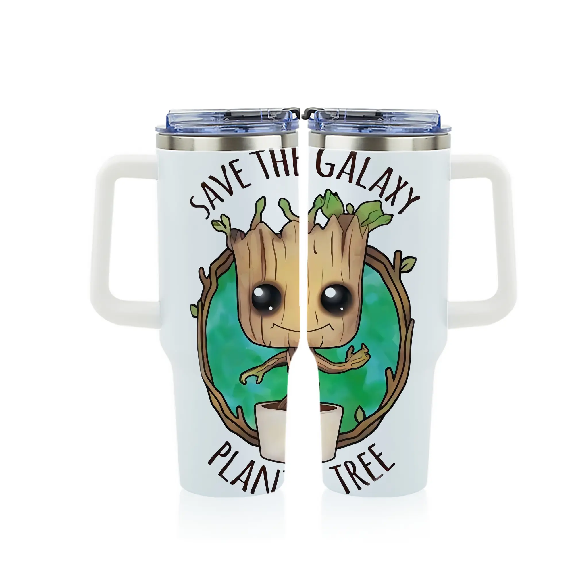 アベンジャーズ (Avenjāzu) グッズ グルート（Groot） - 1200mL フルプリント車用タンブラー ・ 304ステンレス 内側 ・ 201ステンレス 外側 ・ 保温 保冷 ・ 通勤 ドライブ アウトドア用