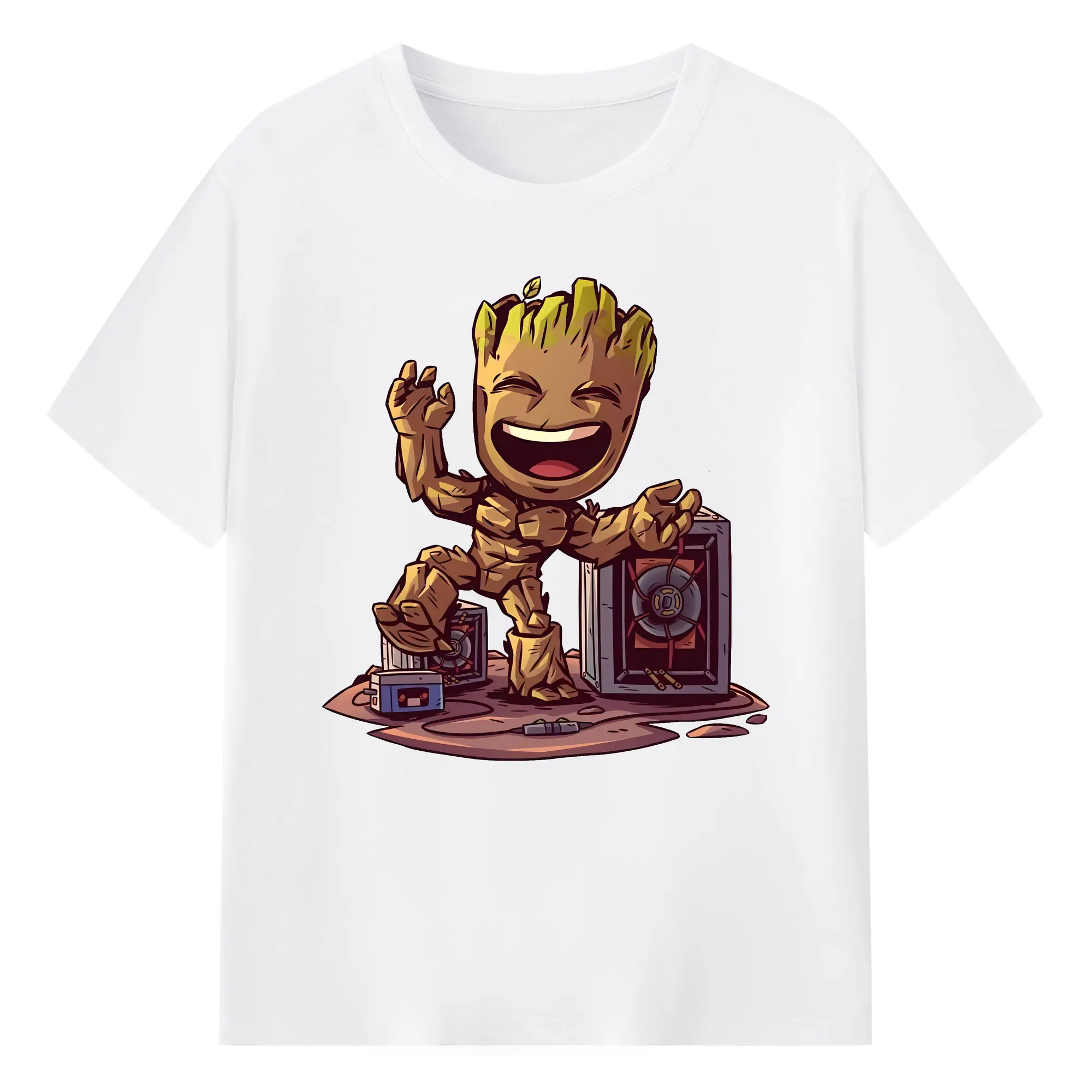 アベンジャーズ (Avenjāzu) グッズ グルート（Groot） - 綿100％ 半袖Tシャツ ・ フロントプリント ・ 快適 通気性 ・ 日常使い 散歩 スポーツ用