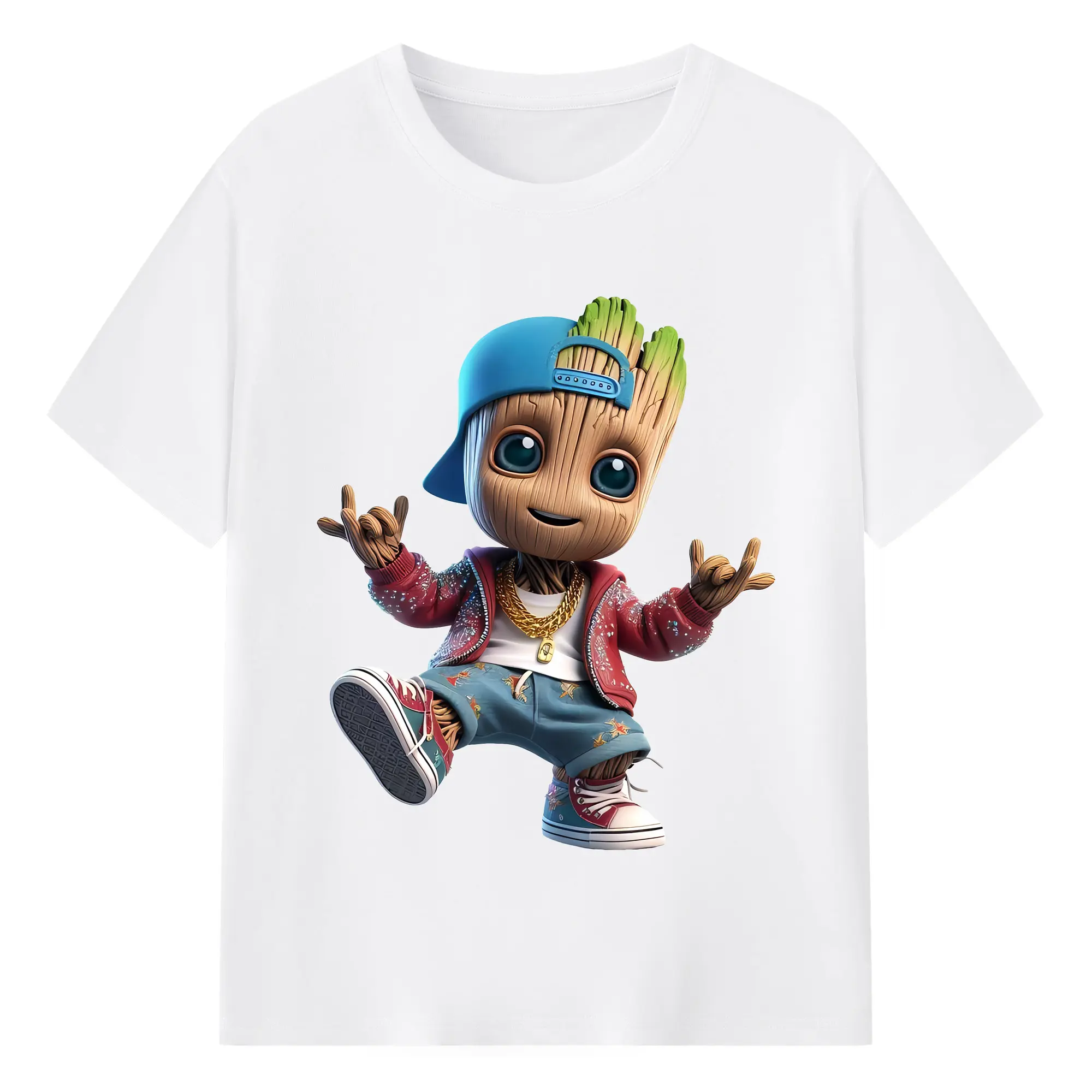 アベンジャーズ (Avenjāzu) グッズ グルート（Groot） - 綿100％ 半袖Tシャツ ・ フロントプリント ・ 快適 通気性 ・ 日常使い 散歩 スポーツ用