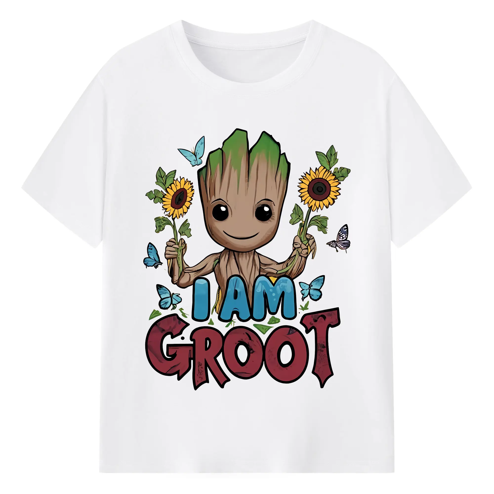 アベンジャーズ (Avenjāzu) グッズ グルート（Groot） - 綿100％ 半袖Tシャツ ・ フロントプリント ・ 快適 通気性 ・ 日常使い 散歩 スポーツ用