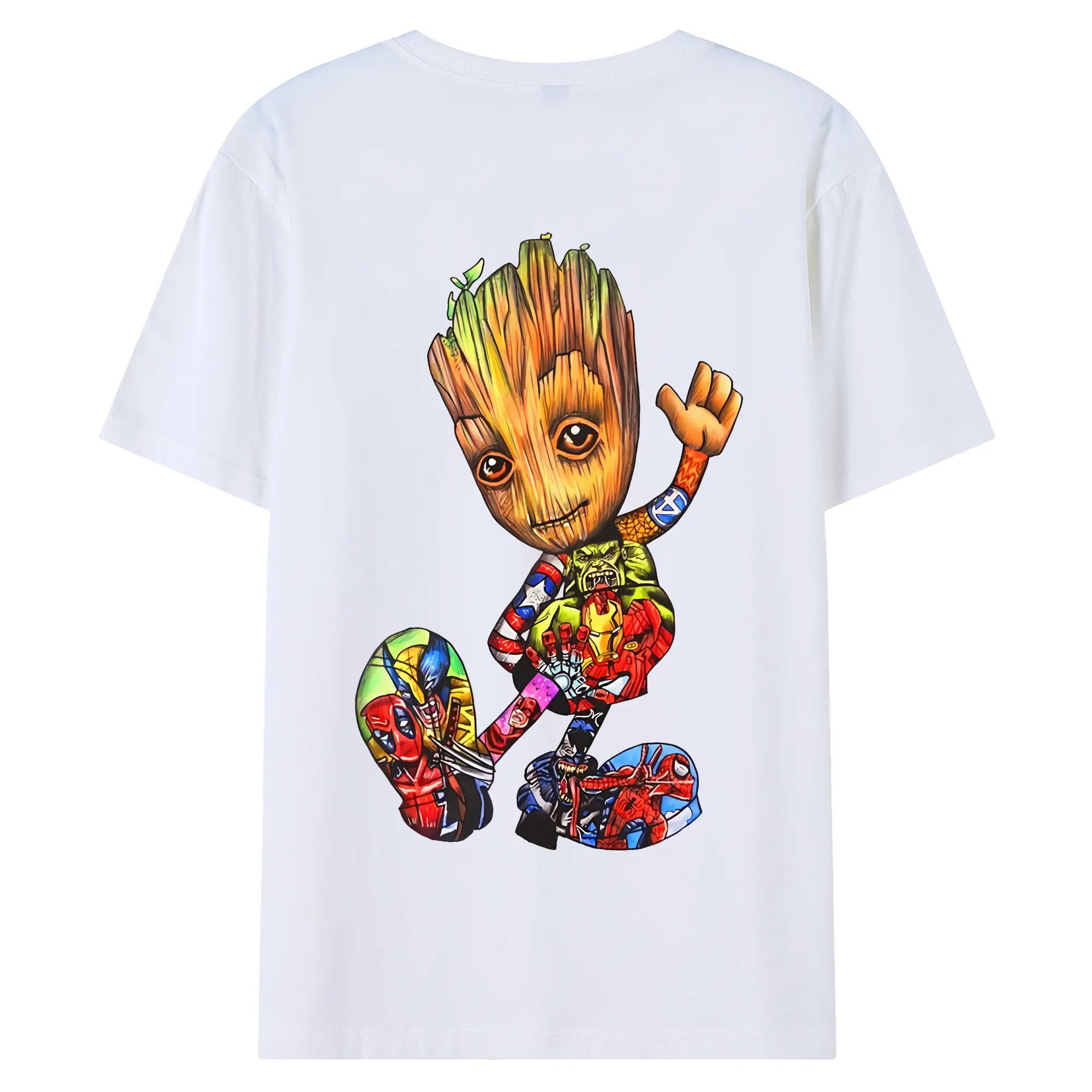 アベンジャーズ (Avenjāzu) グッズ グルート（Groot） - 綿100％ 半袖Tシャツ ・ バックプリント ・ 快適 通気性 ・ 日常使い 散歩 スポーツ用