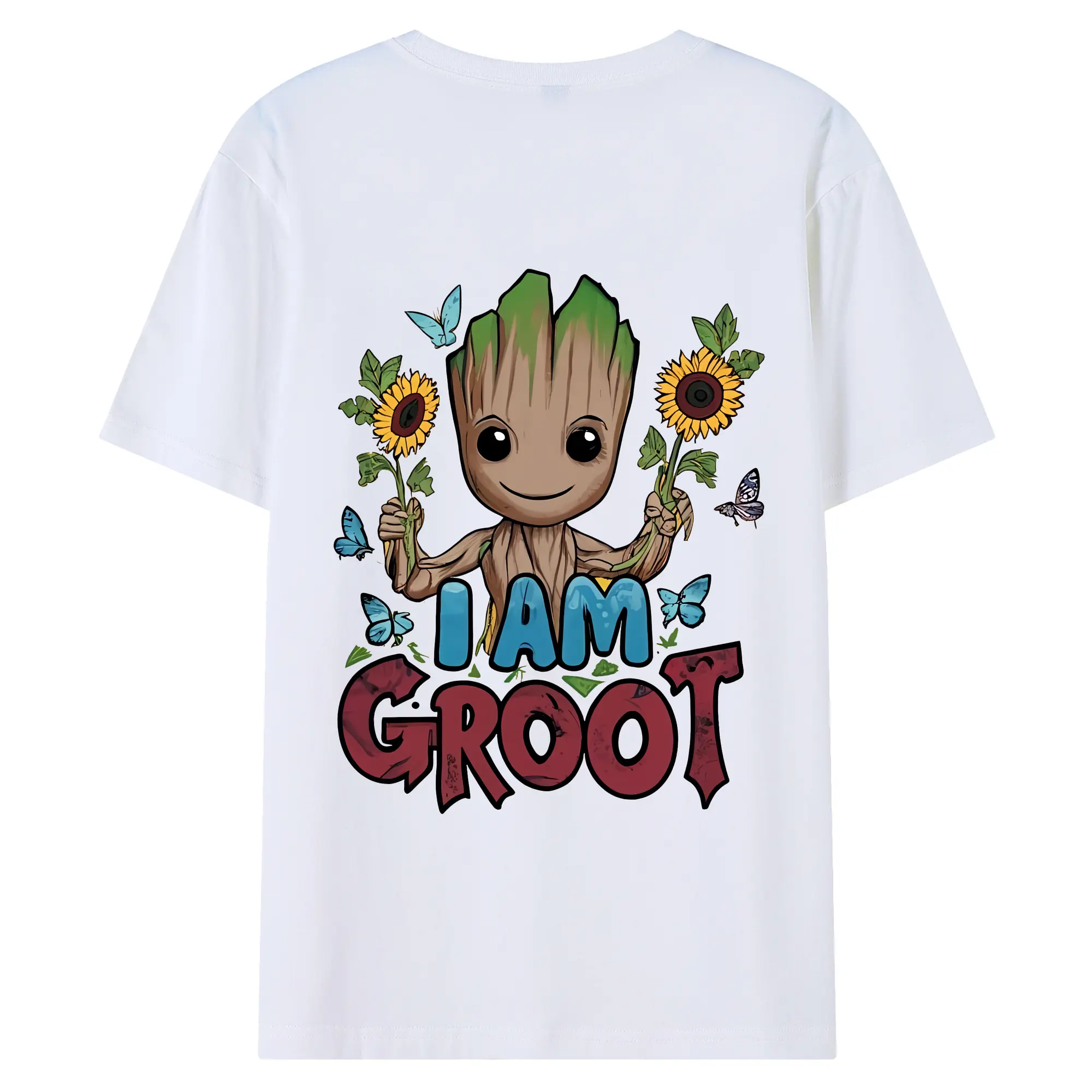 アベンジャーズ (Avenjāzu) グッズ グルート（Groot） - 綿100％ 半袖Tシャツ ・ バックプリント ・ 快適 通気性 ・ 日常使い 散歩 スポーツ用