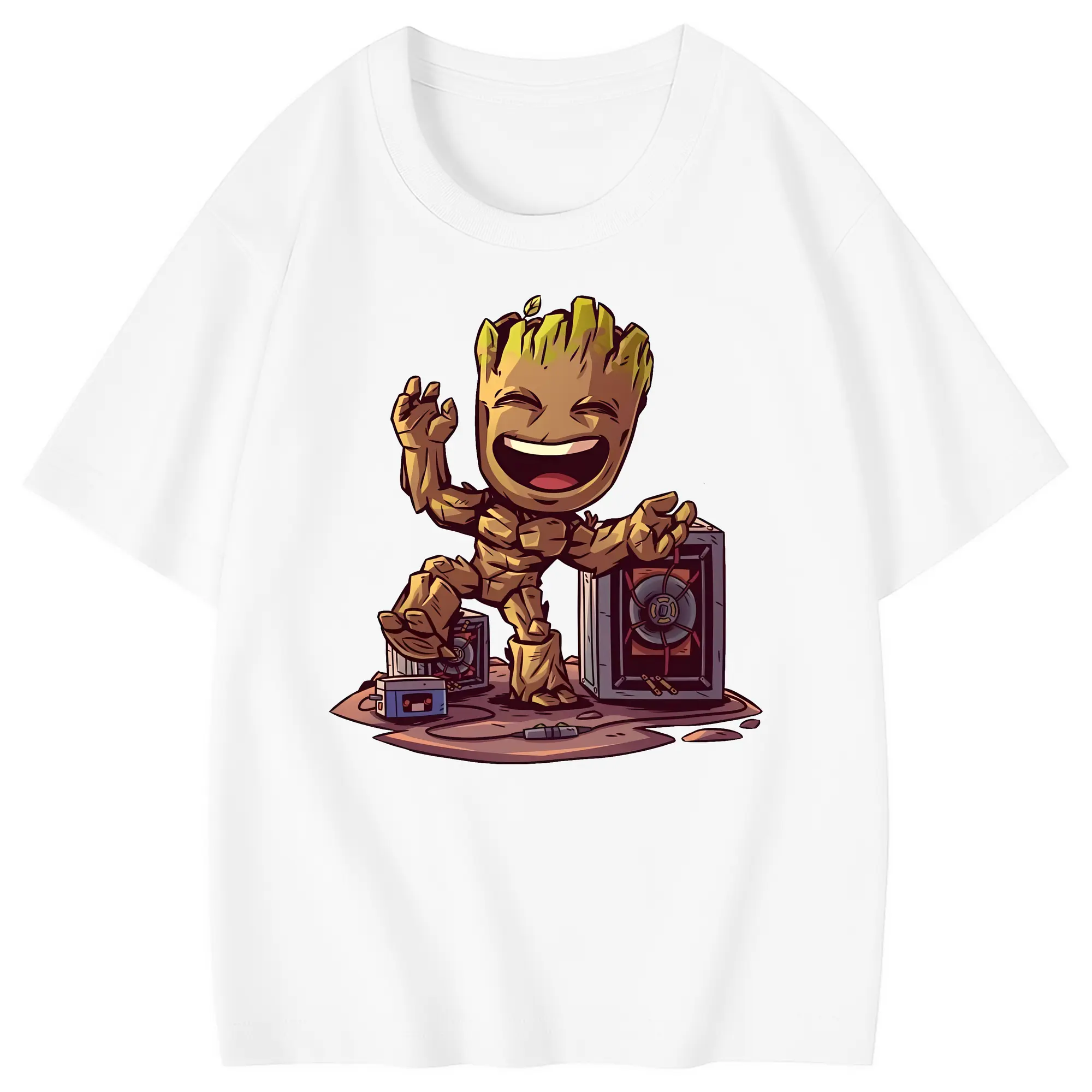 アベンジャーズ (Avenjāzu) グッズ グルート（Groot） - 綿100％ キッズTシャツ ・ フロントプリント ・ 快適 通気性 ・ スポーツ カジュアル 散歩用