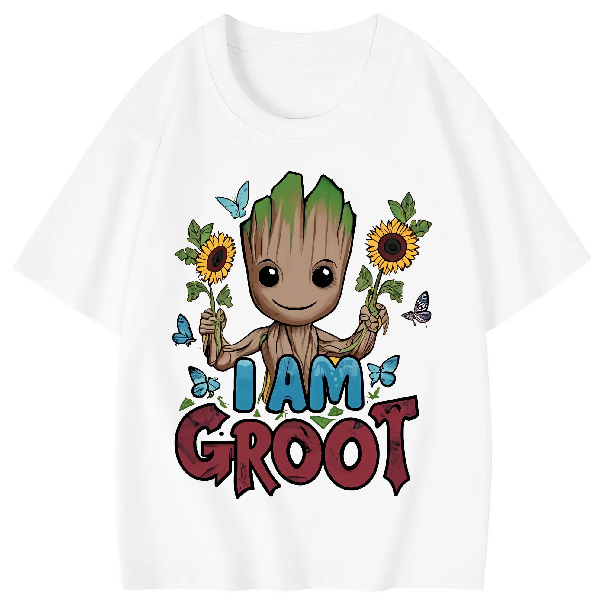 アベンジャーズ (Avenjāzu) グッズ グルート（Groot） - 綿100％ キッズTシャツ ・ フロントプリント ・ 快適 通気性 ・ スポーツ カジュアル 散歩用