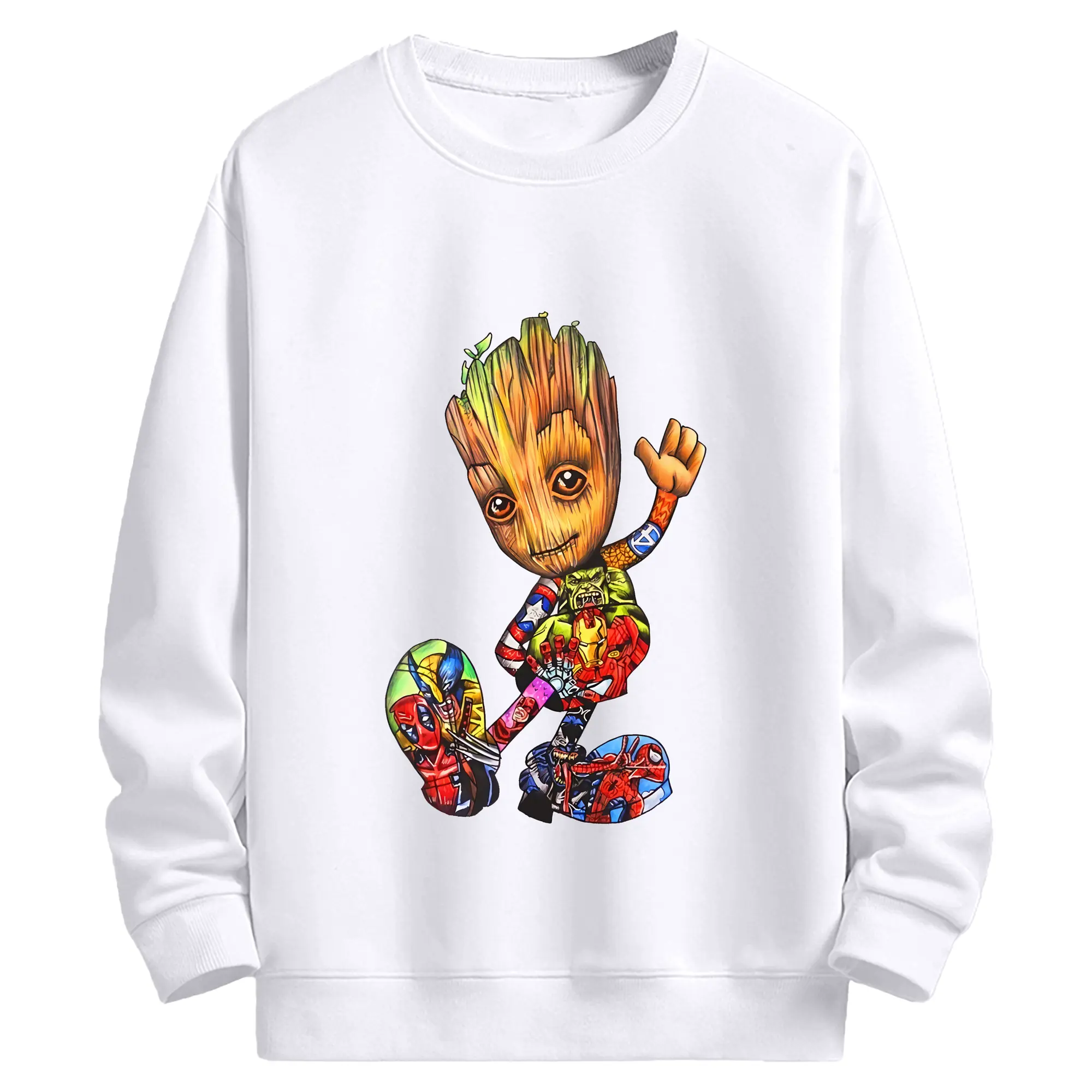 アベンジャーズ (Avenjāzu) グッズ グルート（Groot） - 高品質 クルーネック スウェット ・ コットン59％ ポリエステル41％ ・ ユニセックス 長袖 トレーナー ・ カジュアル デイリー スポーツ 散歩用