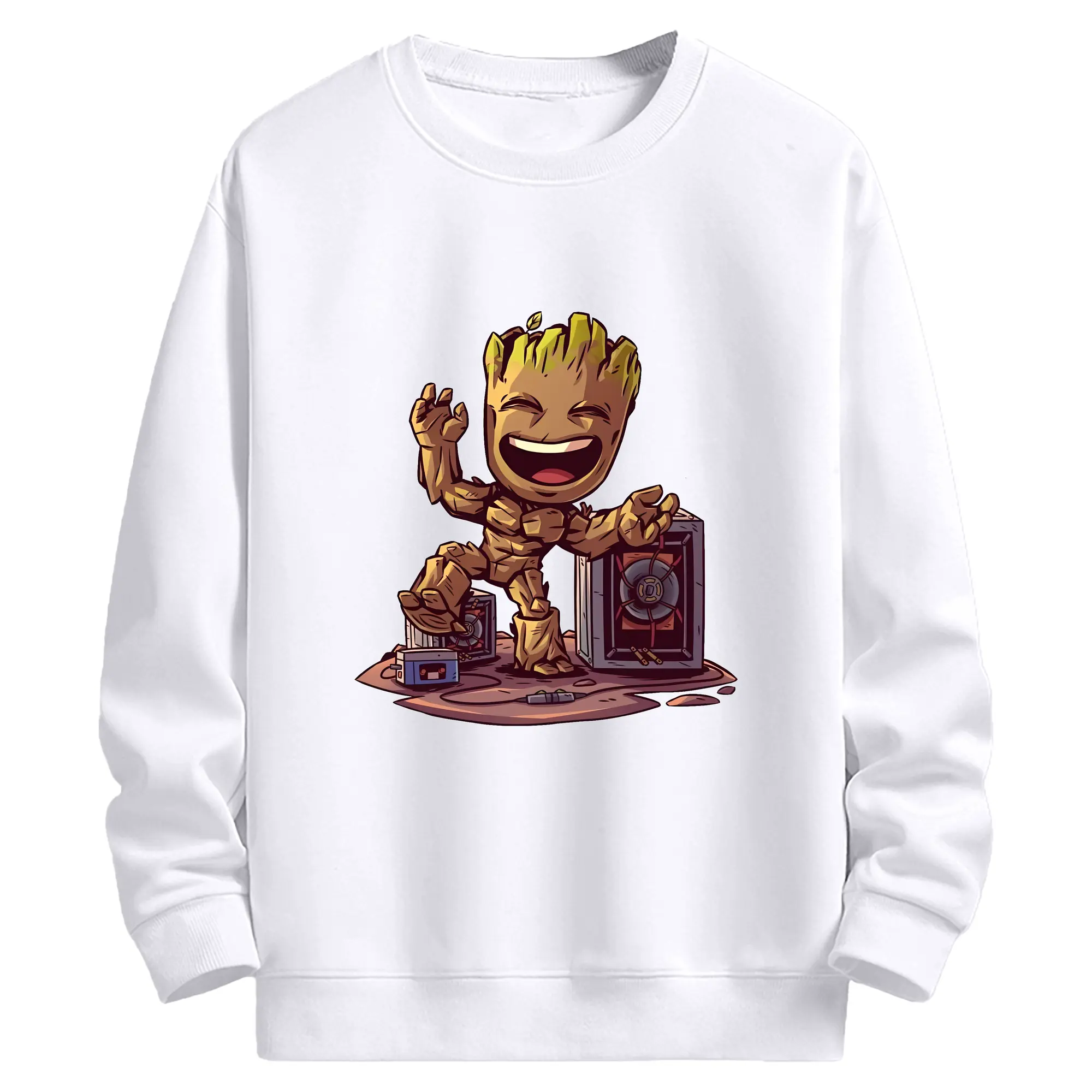 アベンジャーズ (Avenjāzu) グッズ グルート（Groot） - 高品質 クルーネック スウェット ・ コットン59％ ポリエステル41％ ・ ユニセックス 長袖 トレーナー ・ カジュアル デイリー スポーツ 散歩用