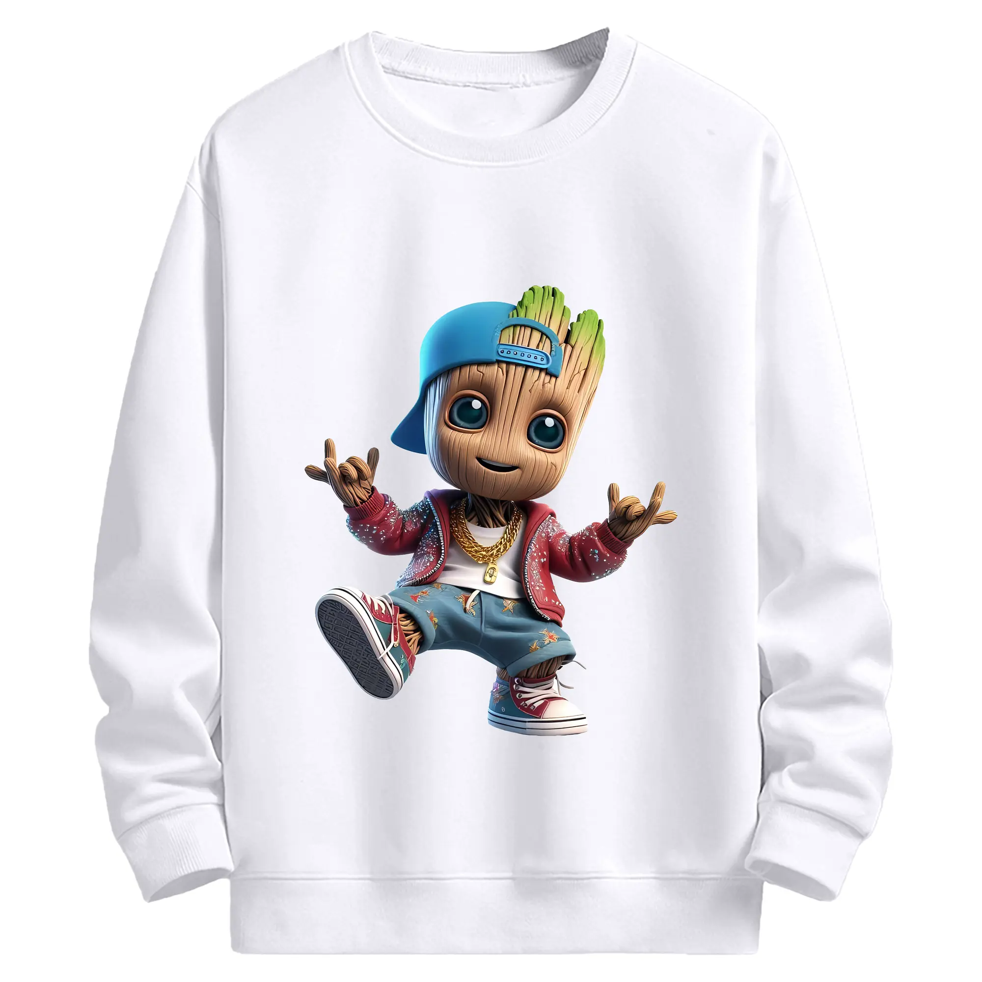 アベンジャーズ (Avenjāzu) グッズ グルート（Groot） - 高品質 クルーネック スウェット ・ コットン59％ ポリエステル41％ ・ ユニセックス 長袖 トレーナー ・ カジュアル デイリー スポーツ 散歩用