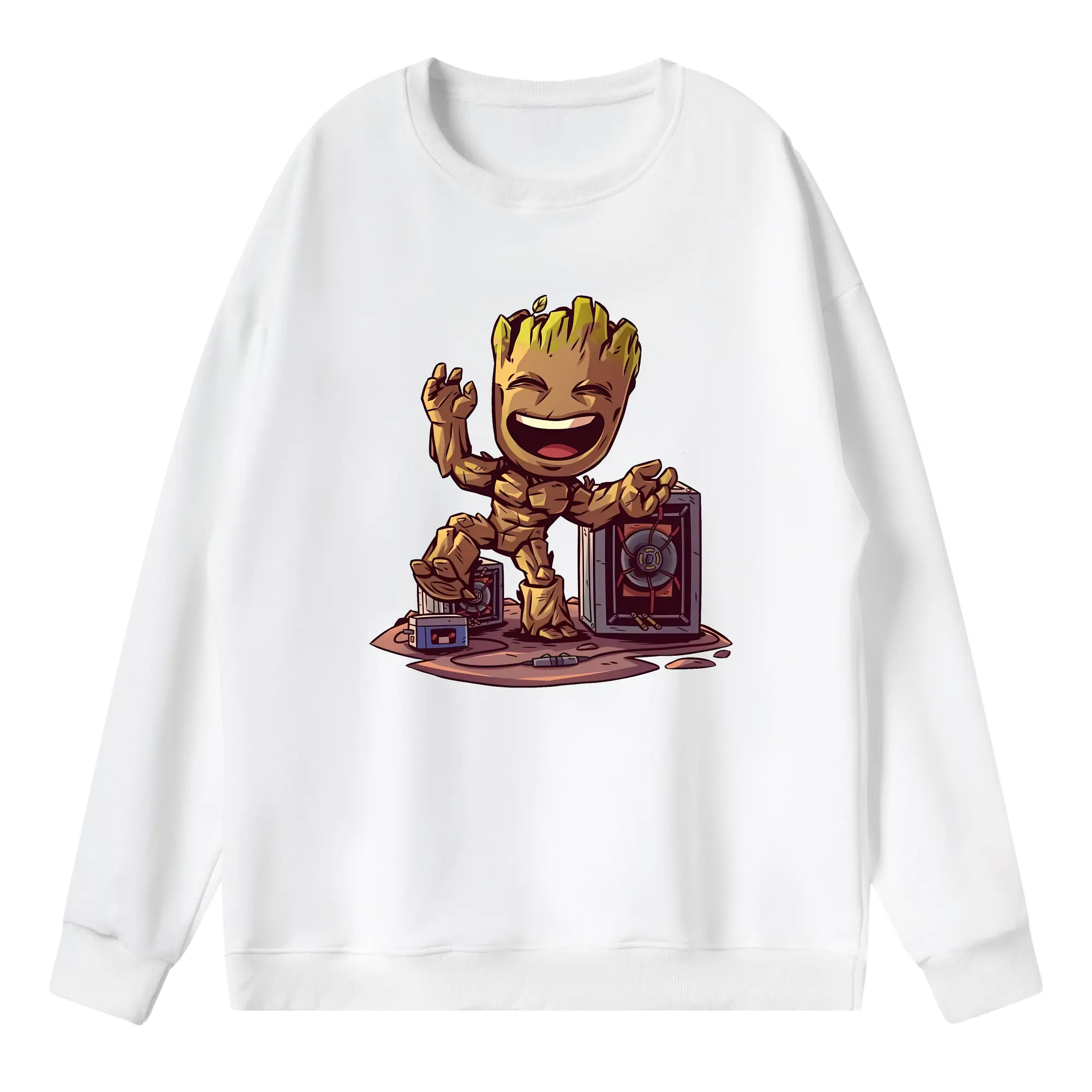 アベンジャーズ (Avenjāzu) グッズ グルート（Groot） - 薄手 クルーネック スウェット 裏毛260g · ポリエステル 春秋向け カジュアル 男女兼用 · トレーナー デイリー スポーツ 散歩に最適