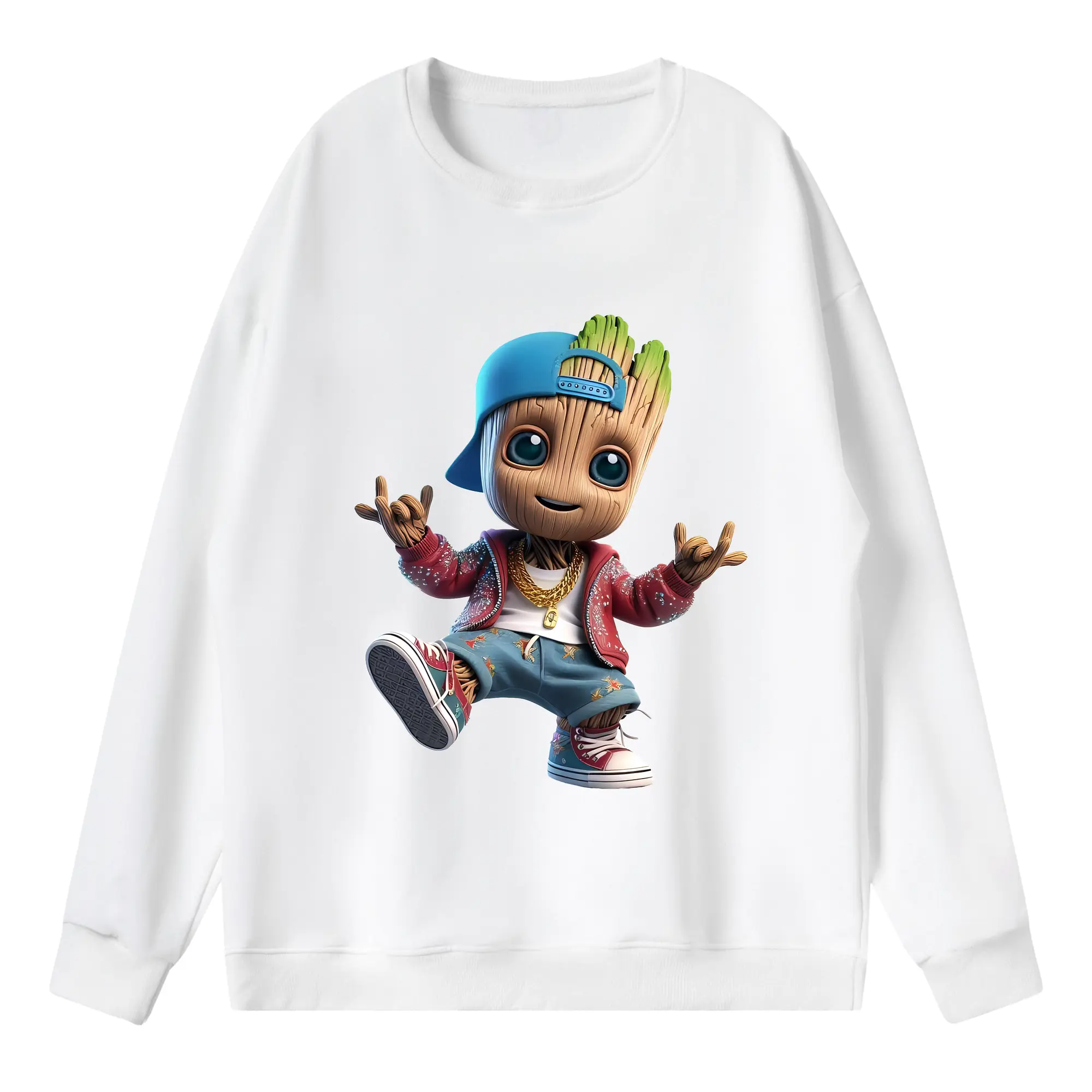 アベンジャーズ (Avenjāzu) グッズ グルート（Groot） - 薄手 クルーネック スウェット 裏毛260g · ポリエステル 春秋向け カジュアル 男女兼用 · トレーナー デイリー スポーツ 散歩に最適