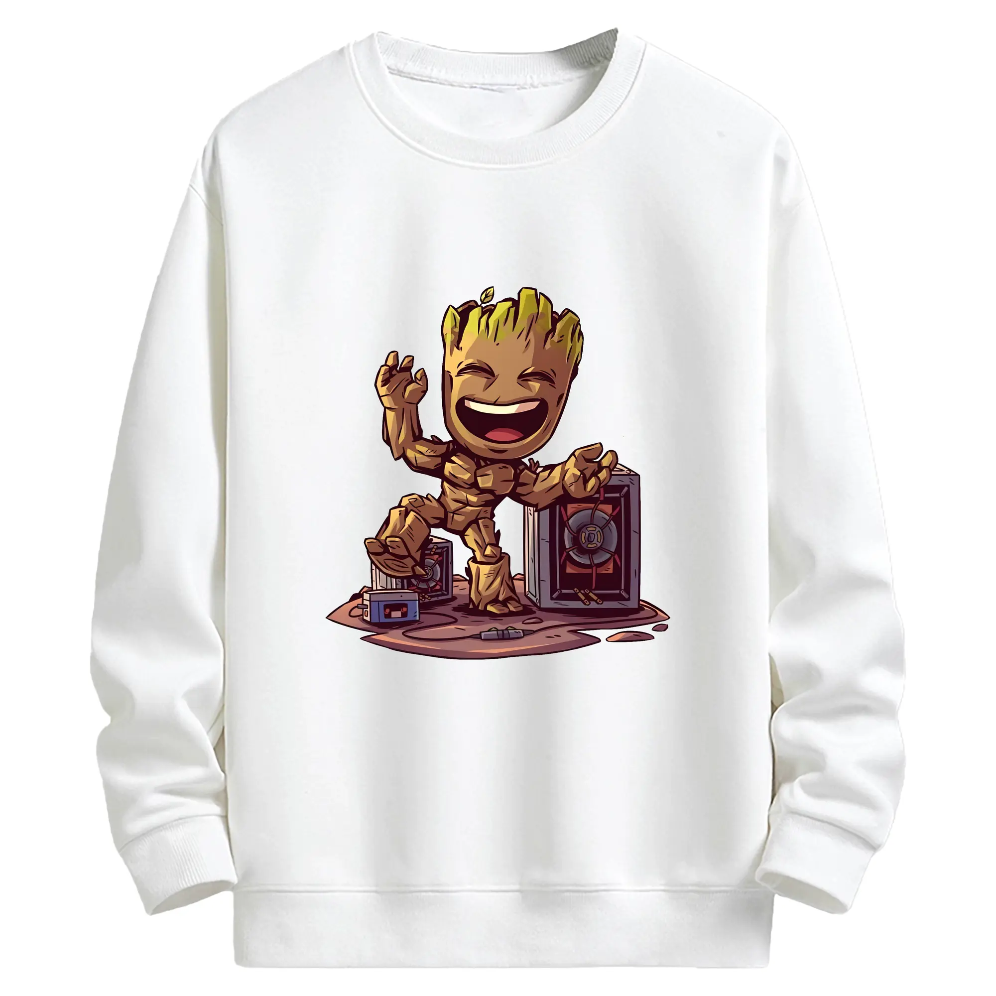 アベンジャーズ (Avenjāzu) グッズ グルート（Groot） - キッズ クルーネックスウェットシャツ ・ フロントプリント ・ 綿80％ ポリエステル20％ ・ 快適 通学 スポーツ 日常使い お散歩用