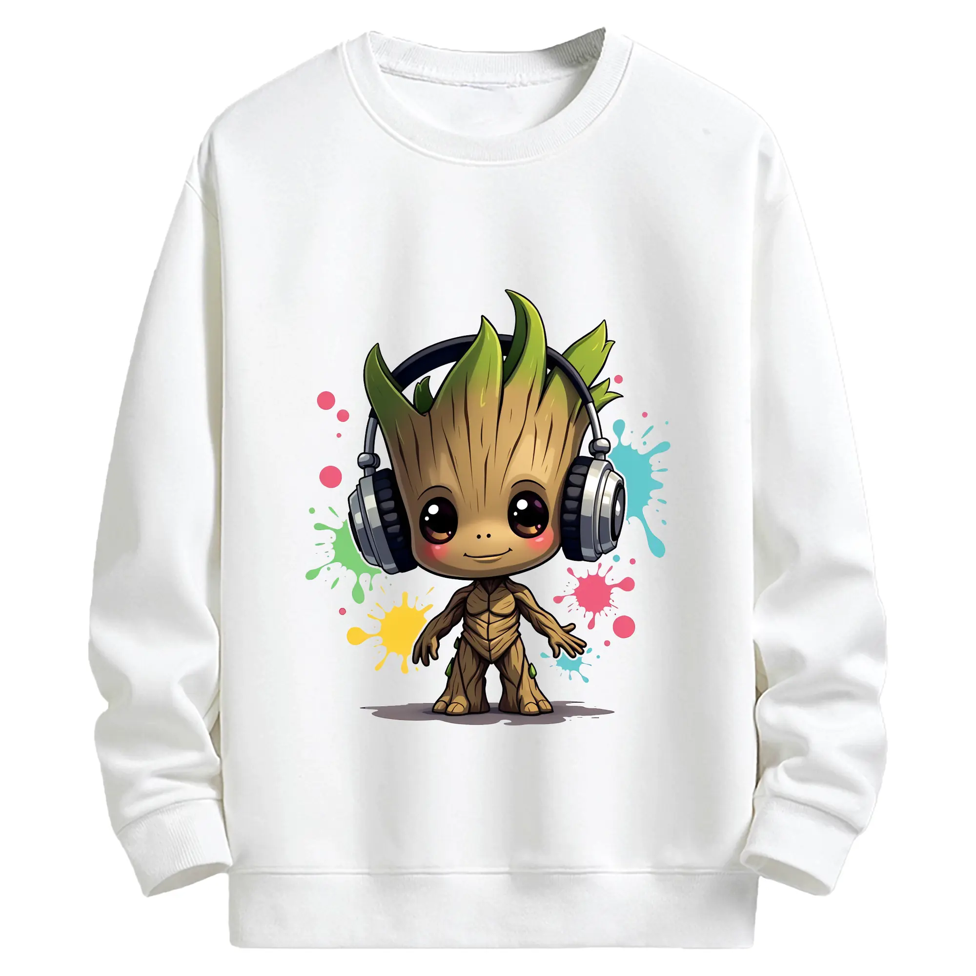 アベンジャーズ (Avenjāzu) グッズ グルート（Groot） - キッズ クルーネックスウェットシャツ ・ フロントプリント ・ 綿80％ ポリエステル20％ ・ 快適 通学 スポーツ 日常使い お散歩用