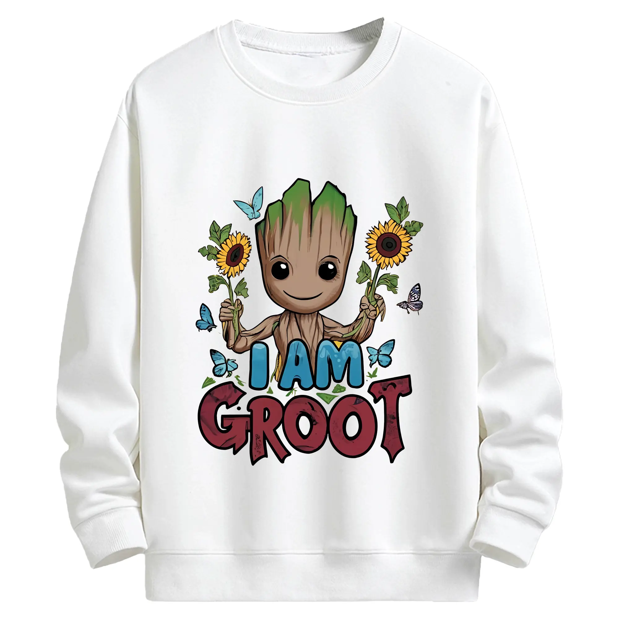 アベンジャーズ (Avenjāzu) グッズ グルート（Groot） - キッズ クルーネックスウェットシャツ ・ フロントプリント ・ 綿80％ ポリエステル20％ ・ 快適 通学 スポーツ 日常使い お散歩用