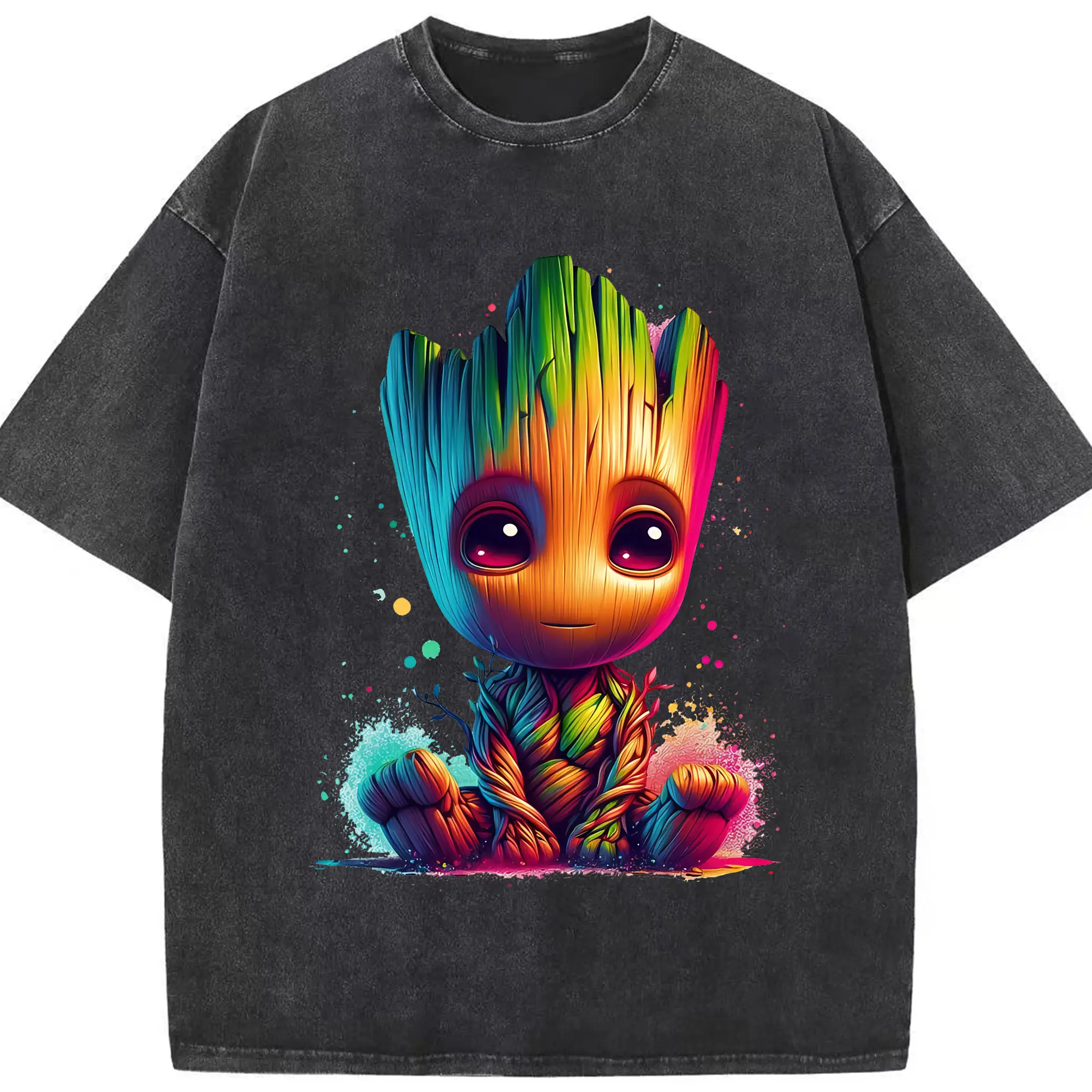 アベンジャーズ (Avenjāzu) グッズ グルート（Groot） - 綿100％ ヴィンテージ風 半袖Tシャツ ・ フロントプリント ・ 柔らか肌触り ・ 通気性 快適 ・ スポーツ カジュアル 外出用