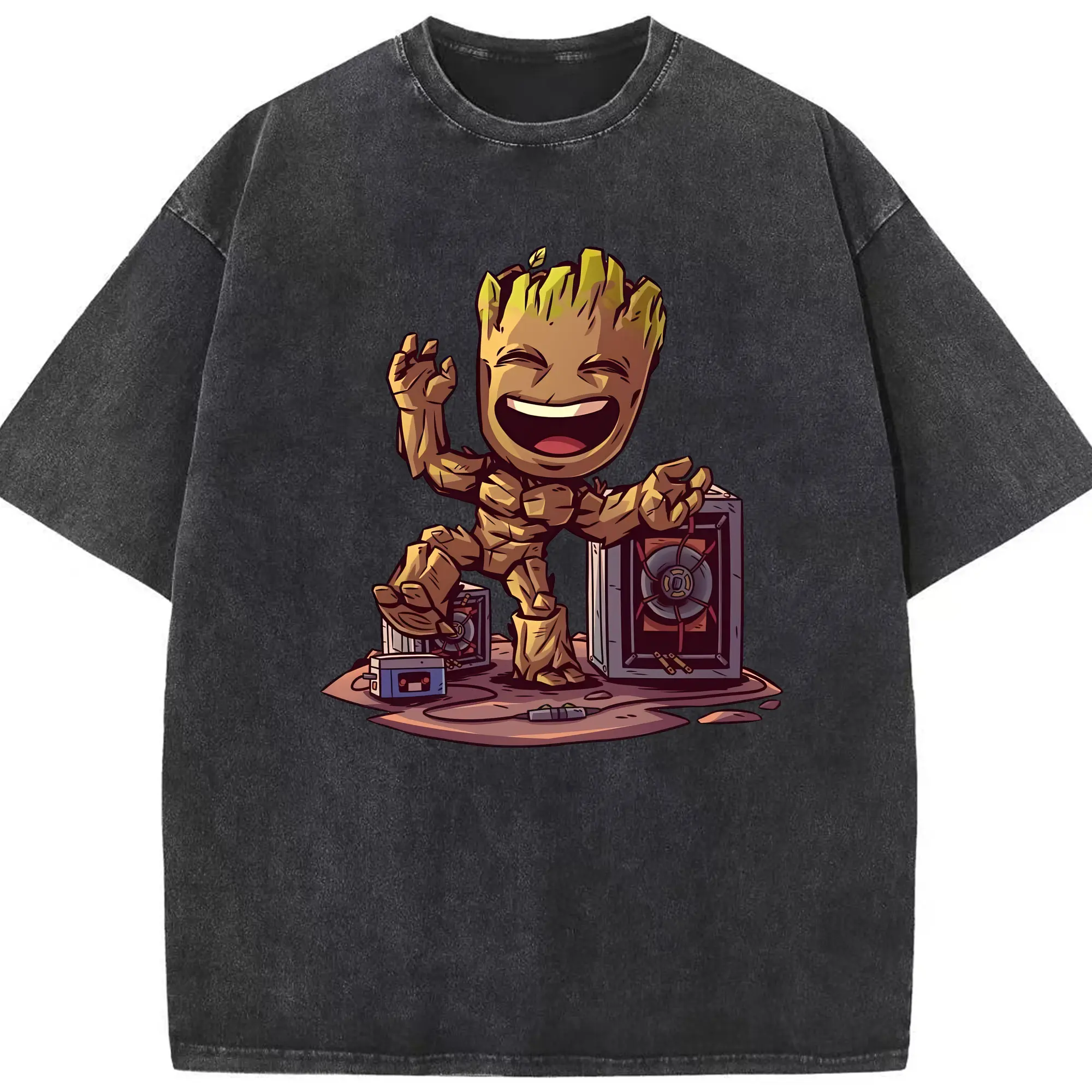 アベンジャーズ (Avenjāzu) グッズ グルート（Groot） - 綿100％ ヴィンテージ風 半袖Tシャツ ・ フロントプリント ・ 柔らか肌触り ・ 通気性 快適 ・ スポーツ カジュアル 外出用