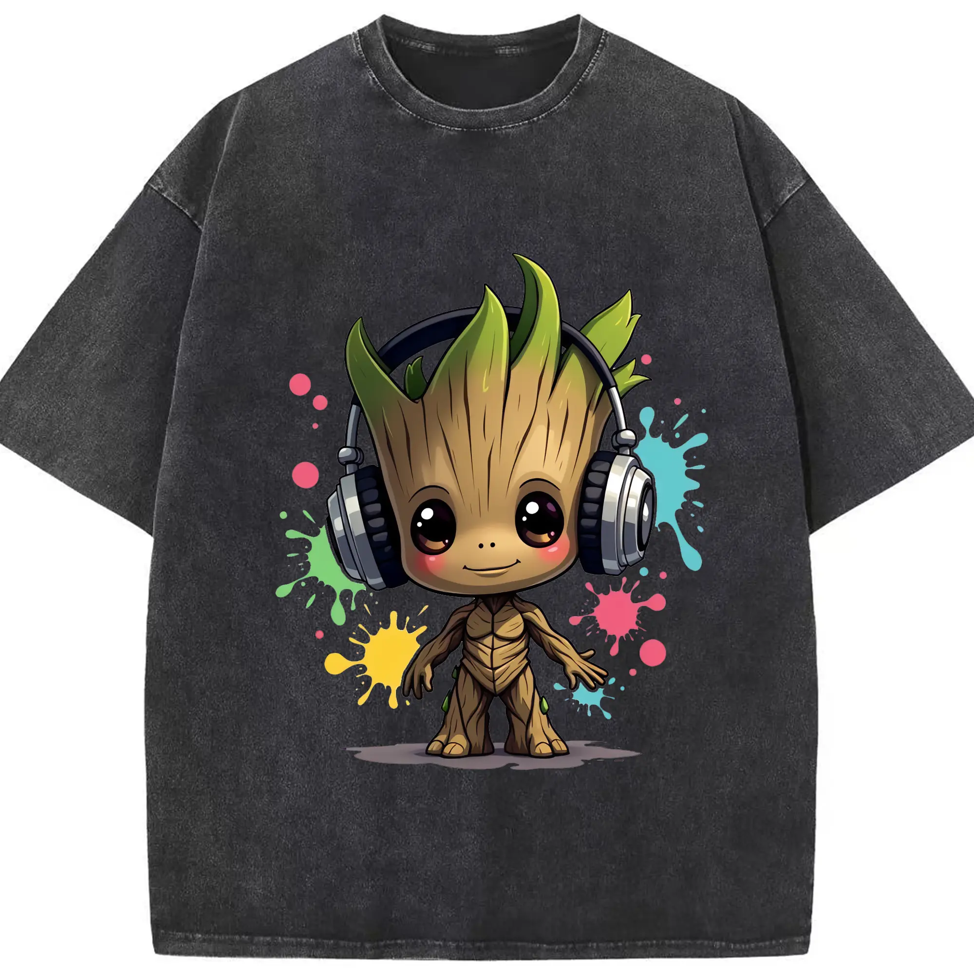アベンジャーズ (Avenjāzu) グッズ グルート（Groot） - 綿100％ ヴィンテージ風 半袖Tシャツ ・ フロントプリント ・ 柔らか肌触り ・ 通気性 快適 ・ スポーツ カジュアル 外出用