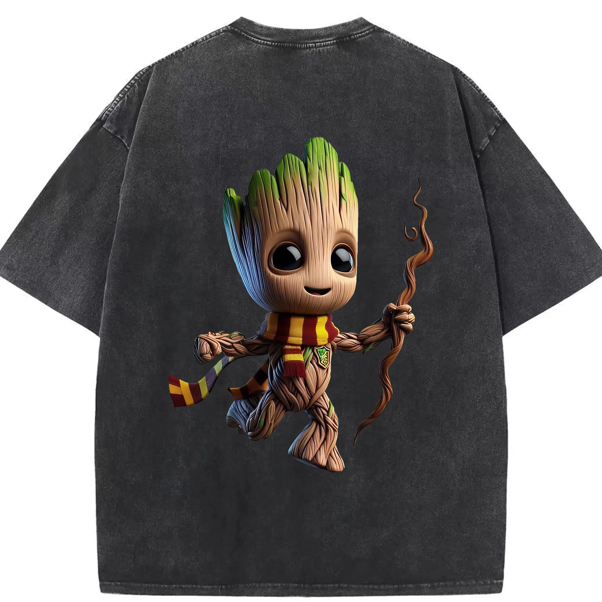 アベンジャーズ (Avenjāzu) グッズ グルート（Groot） - 綿100％ ヴィンテージ風 半袖Tシャツ ・ 背面プリント ・ 柔らか肌触り ・ 通気性 快適 ・ スポーツ カジュアル 外出用