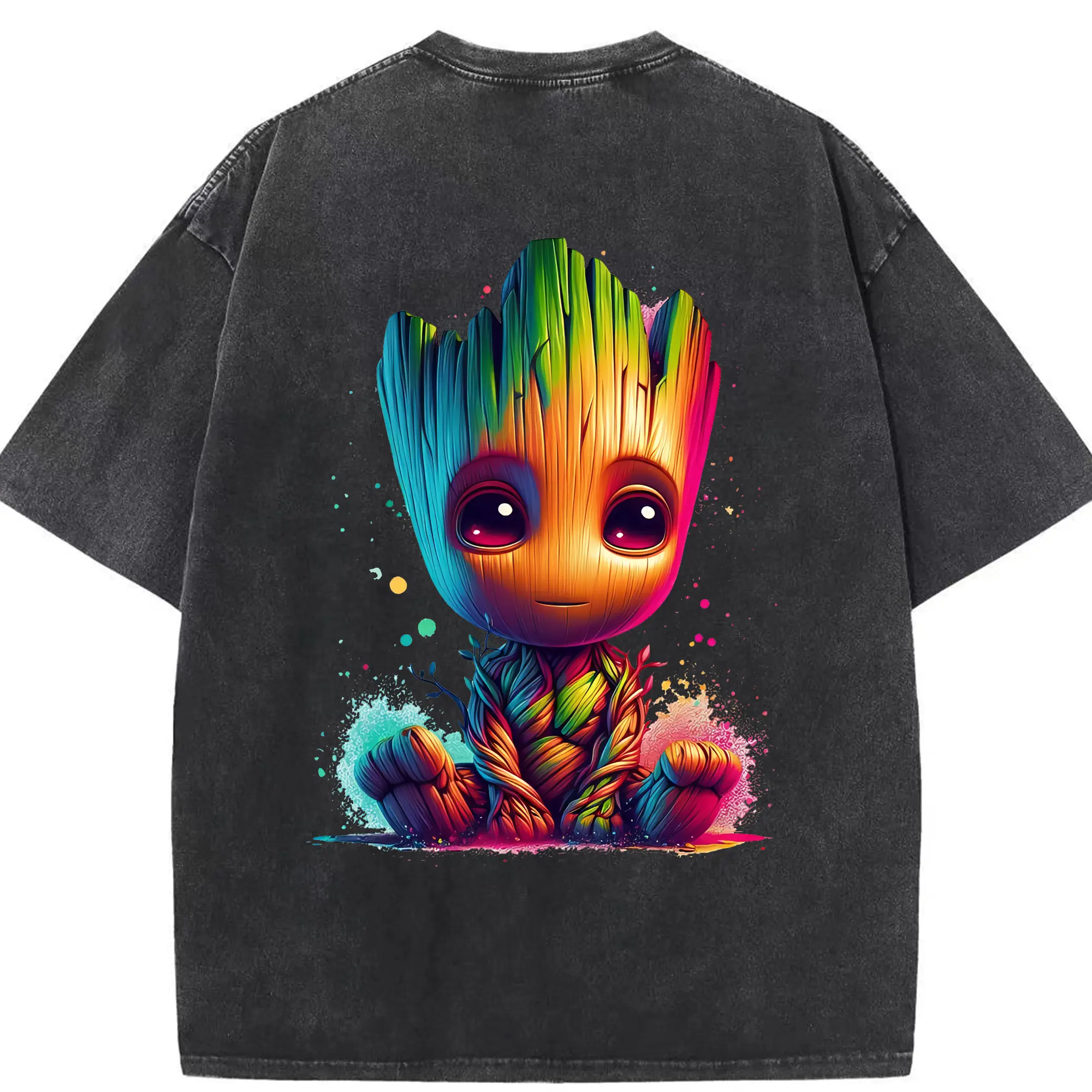 アベンジャーズ (Avenjāzu) グッズ グルート（Groot） - 綿100％ ヴィンテージ風 半袖Tシャツ ・ 背面プリント ・ 柔らか肌触り ・ 通気性 快適 ・ スポーツ カジュアル 外出用
