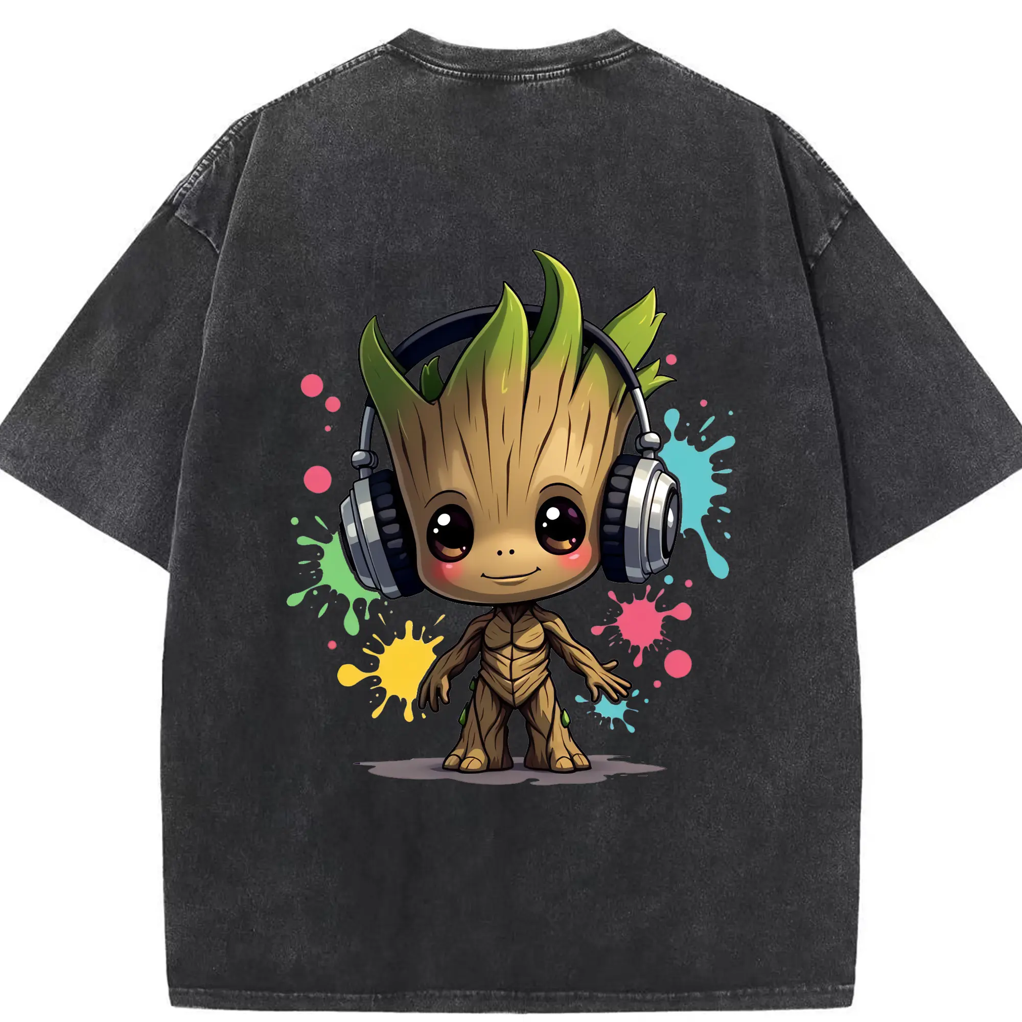 アベンジャーズ (Avenjāzu) グッズ グルート（Groot） - 綿100％ ヴィンテージ風 半袖Tシャツ ・ 背面プリント ・ 柔らか肌触り ・ 通気性 快適 ・ スポーツ カジュアル 外出用