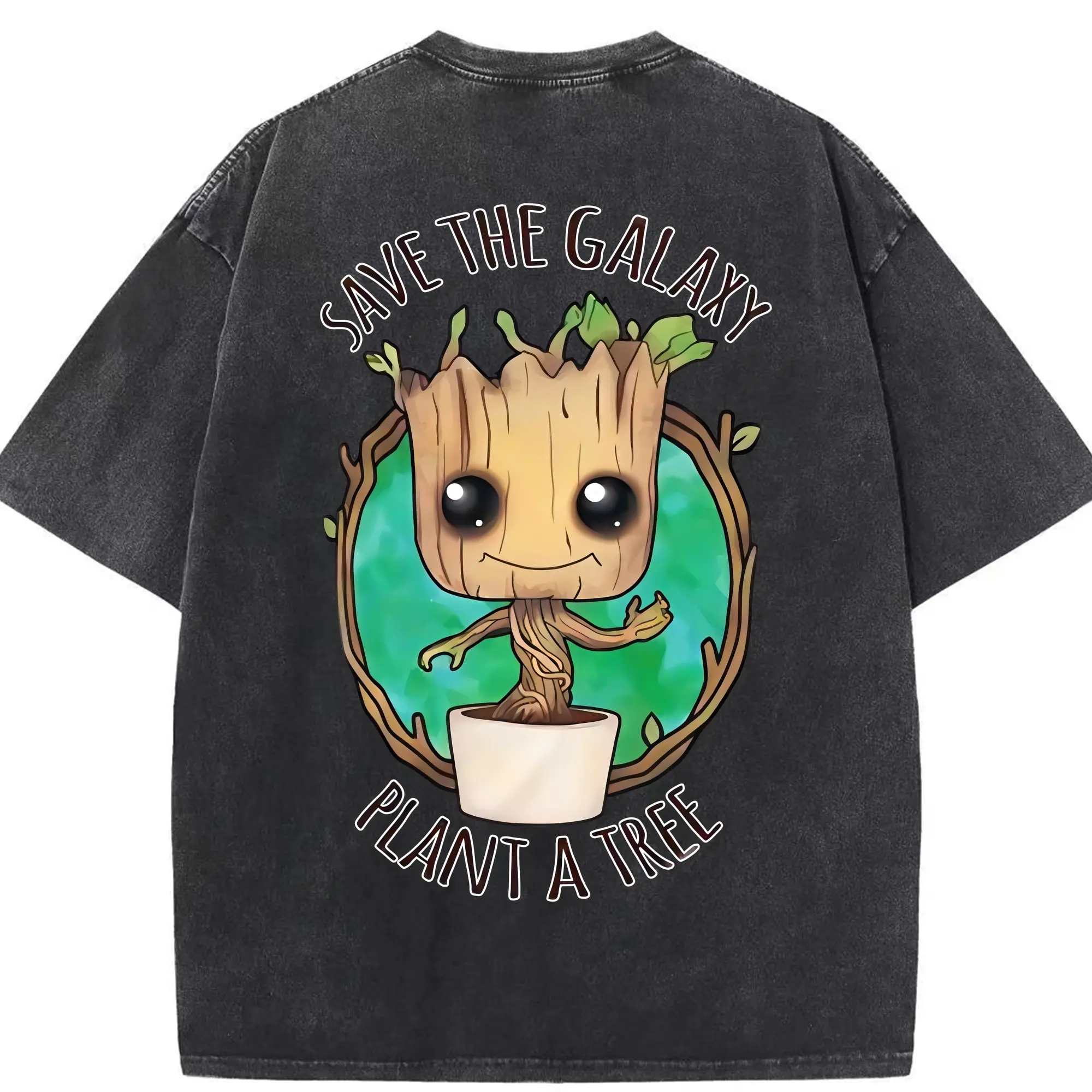 アベンジャーズ (Avenjāzu) グッズ グルート（Groot） - 綿100％ ヴィンテージ風 半袖Tシャツ ・ 背面プリント ・ 柔らか肌触り ・ 通気性 快適 ・ スポーツ カジュアル 外出用