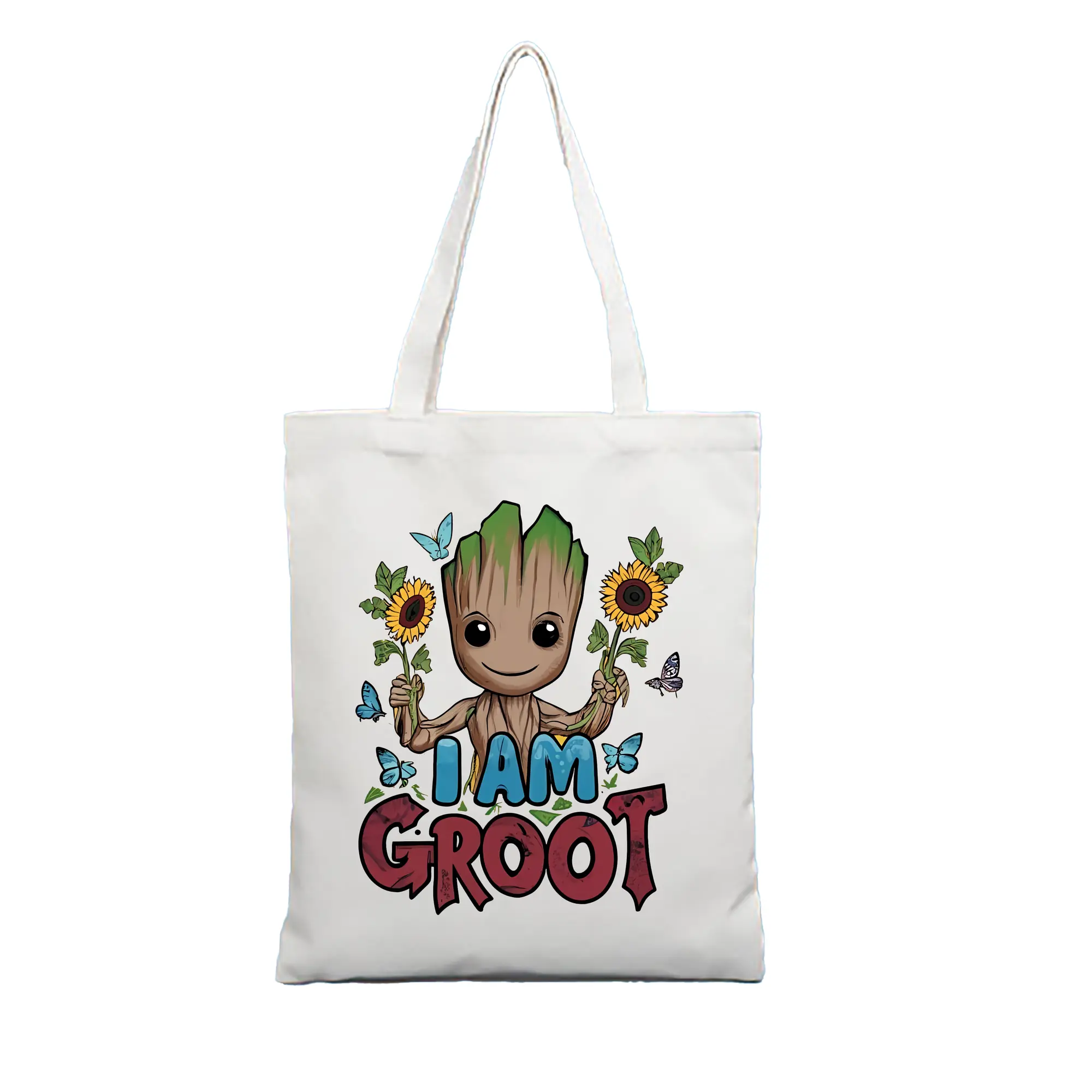 アベンジャーズ (Avenjāzu) グッズ グルート（Groot） - 縦型キャンバス手提げバッグ（トートバッグ） ・ キャンバス素材 ・ ショッピング用 ・ 軽量 丈夫 お手入れ簡単