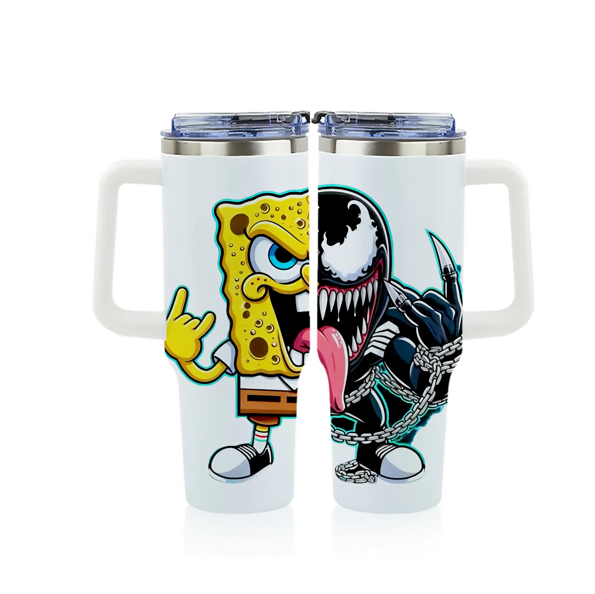 スポンジボブ グッズ スポンジボブ - 1200mL フルプリント車用タンブラー ・ 304ステンレス 内側 ・ 201ステンレス 外側 ・ 保温 保冷 ・ 通勤 ドライブ アウトドア用