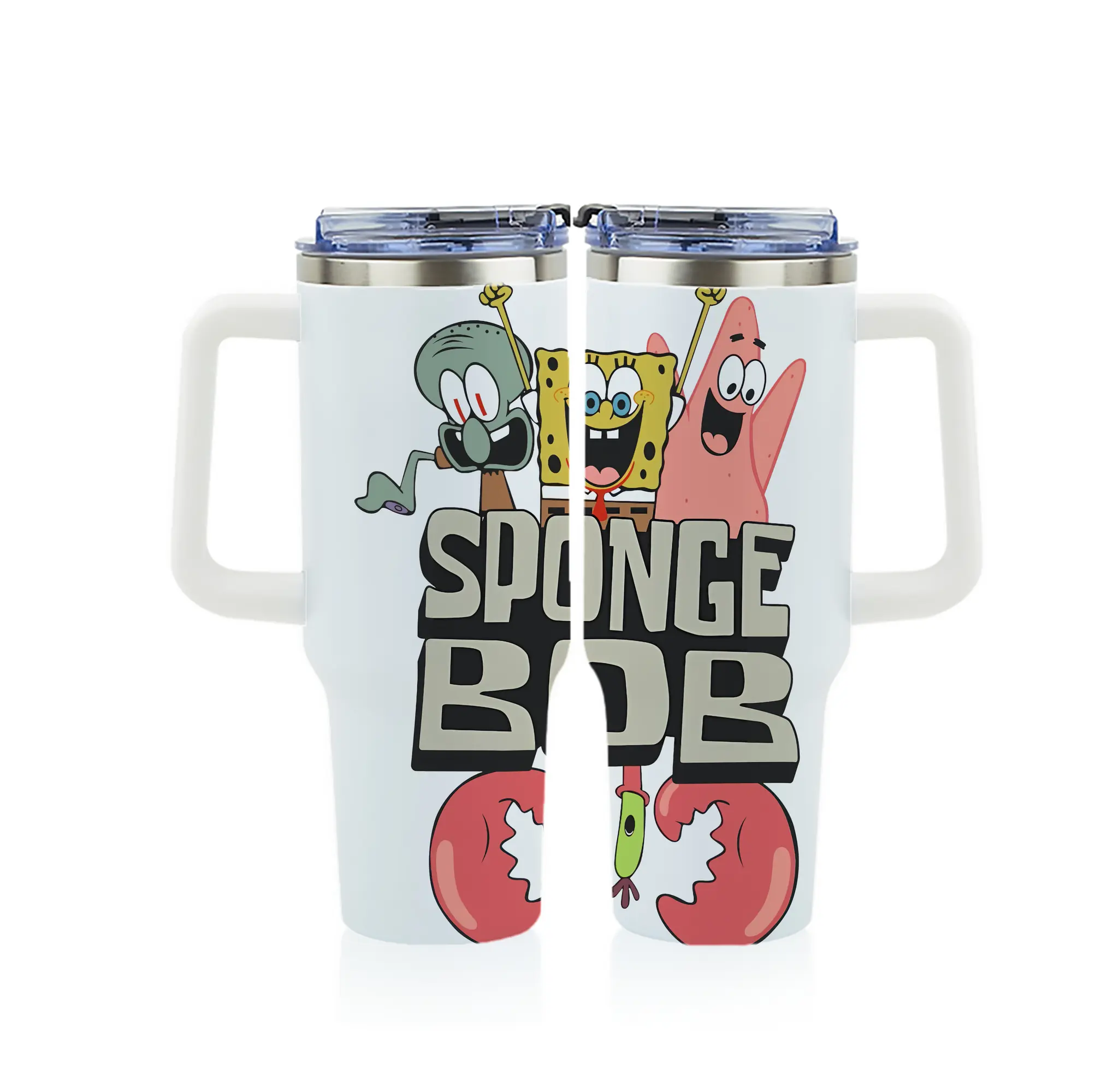 スポンジボブ グッズ スポンジボブ - 1200mL フルプリント車用タンブラー ・ 304ステンレス 内側 ・ 201ステンレス 外側 ・ 保温 保冷 ・ 通勤 ドライブ アウトドア用